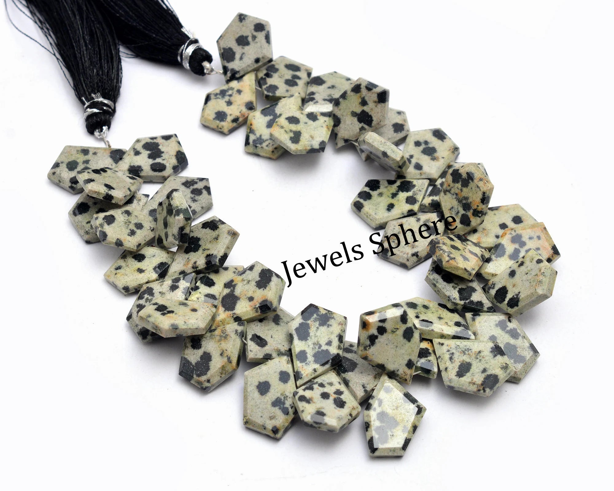 Natural Dalmatian Jasper Faceted Five Corner Pear Bead, 10x15 mm To 11x17 mm, SKU774