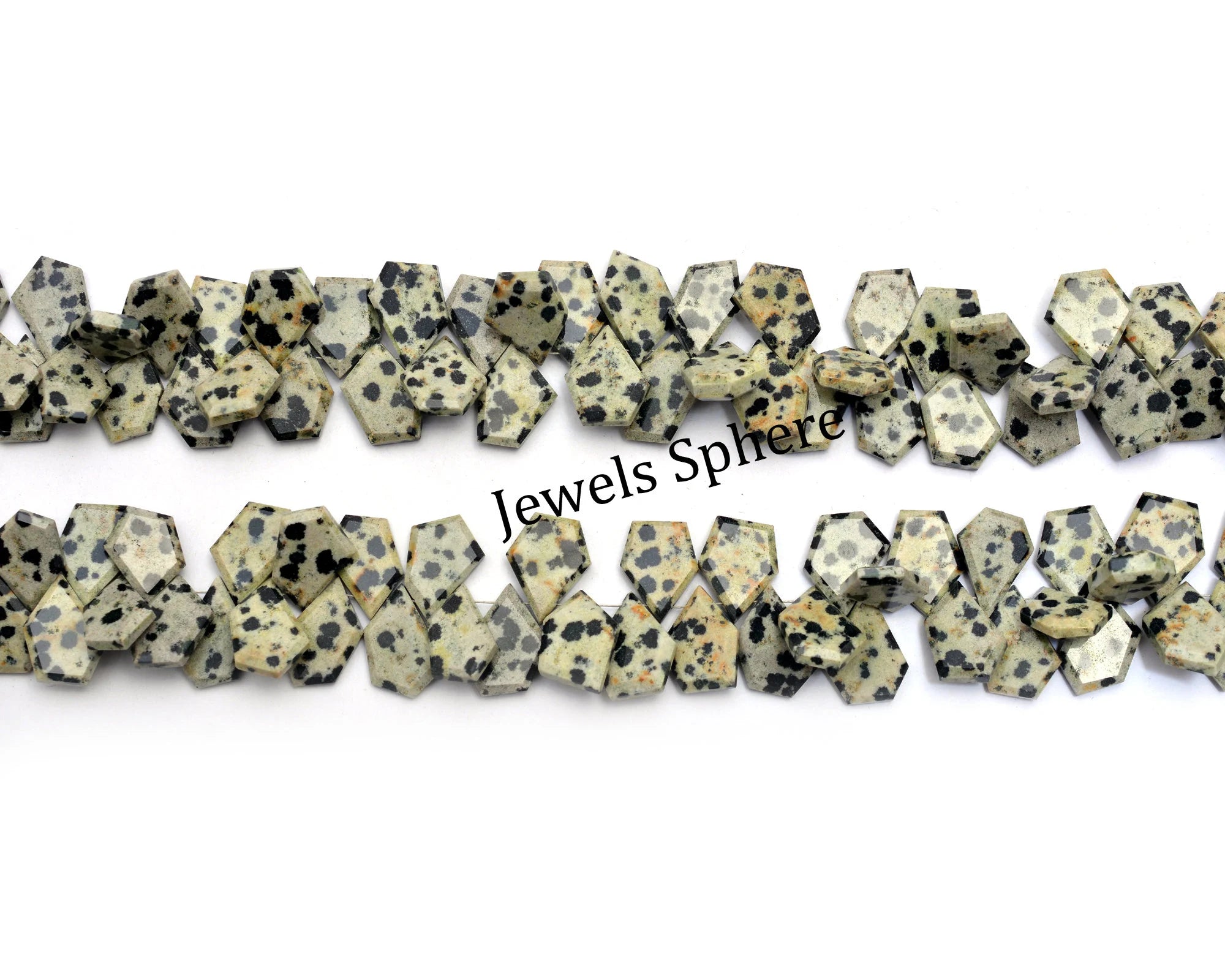 Natural Dalmatian Jasper Faceted Five Corner Pear Bead, 10x15 mm To 11x17 mm, SKU774