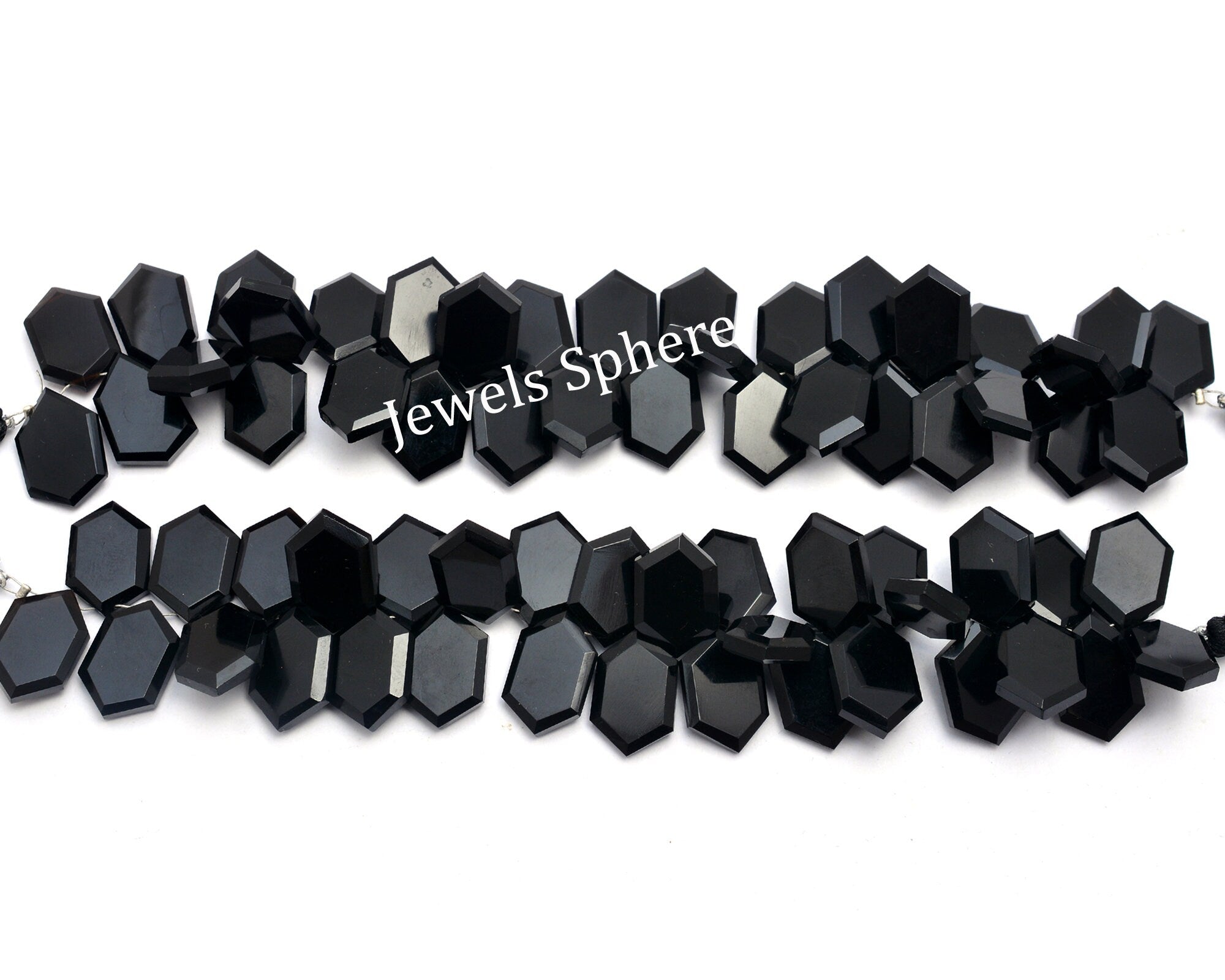 Natural Black Onyx Faceted Six Corner Fancy Shape, 11x17 mm To 12x18 mm, SKU776