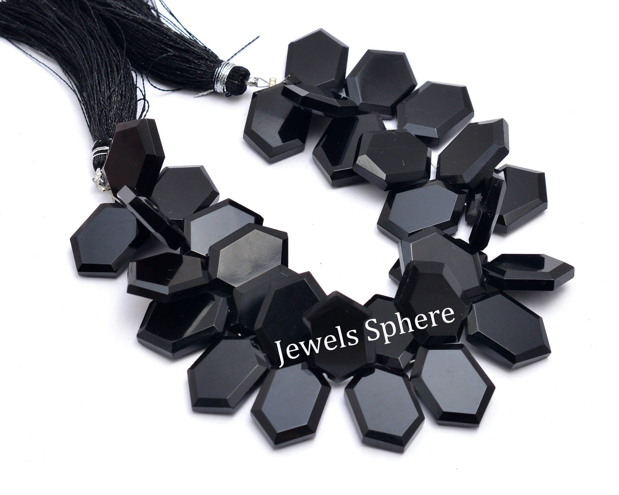 Natural Black Onyx Faceted Six Corner Fancy Shape, 11x17 mm To 12x18 mm, SKU776