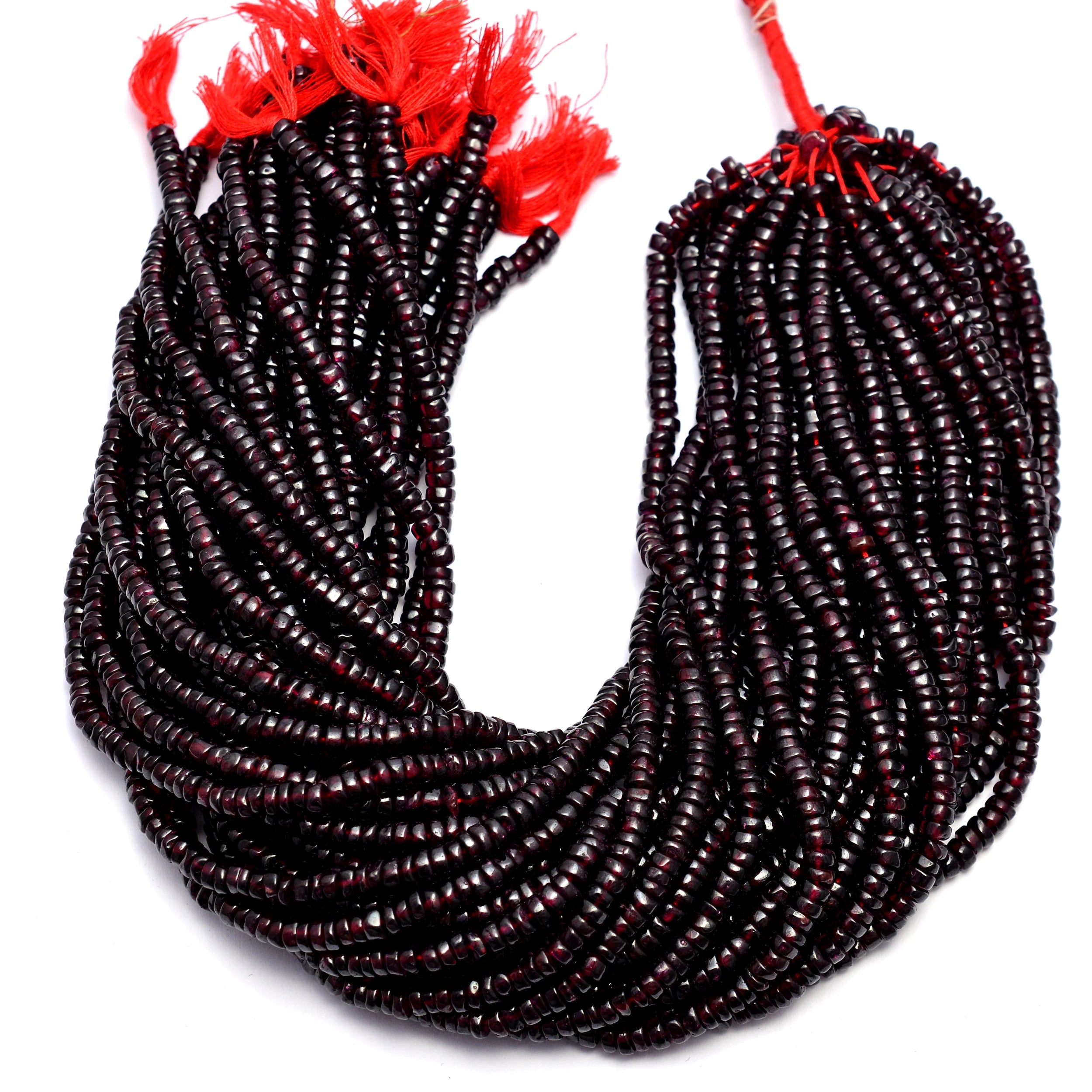 Natural Red Garnet Smooth Heishi Beads, Wheels Strand, Tyre Cut Beads, SKU1375