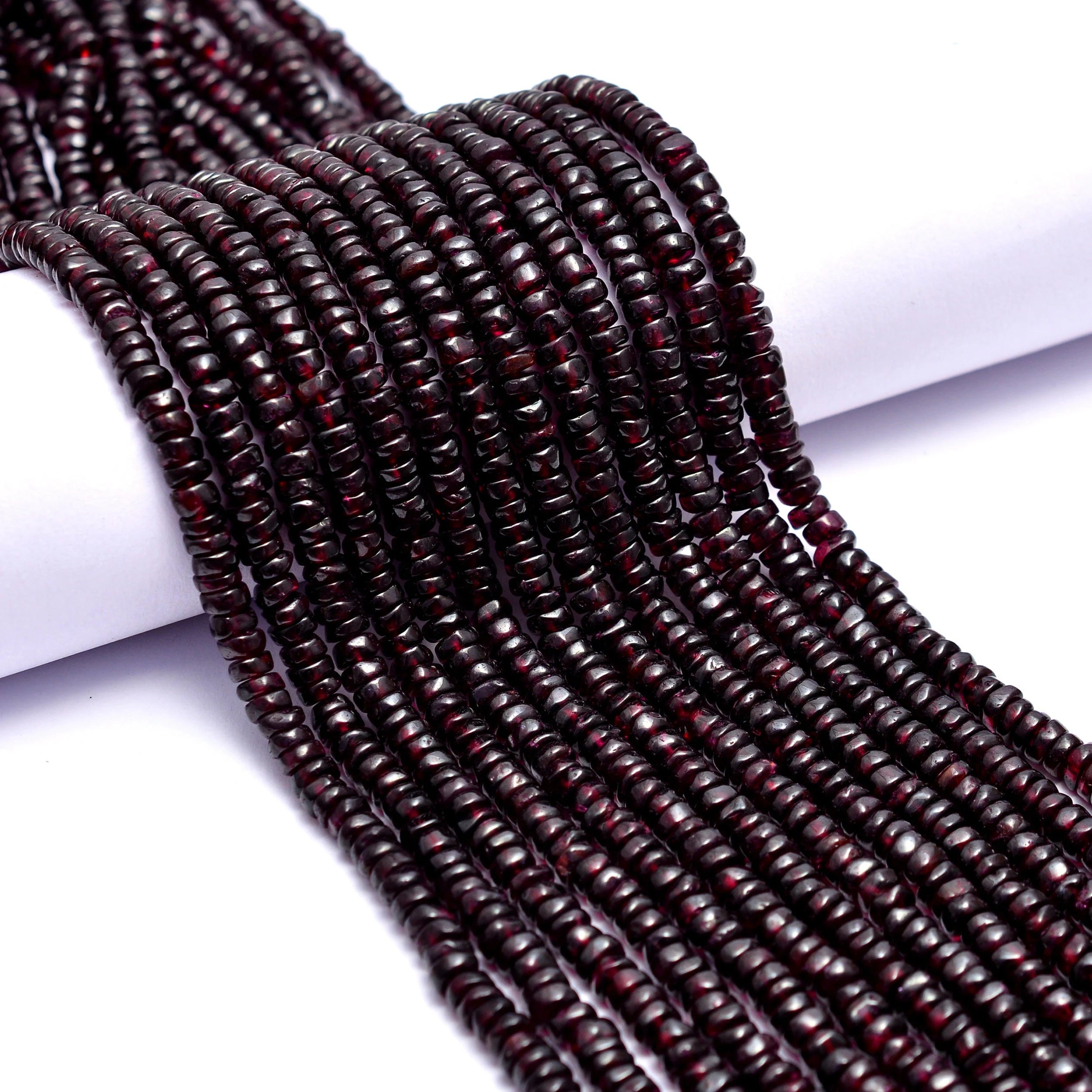 Natural Red Garnet Smooth Heishi Beads, Wheels Strand, Tyre Cut Beads, SKU1375