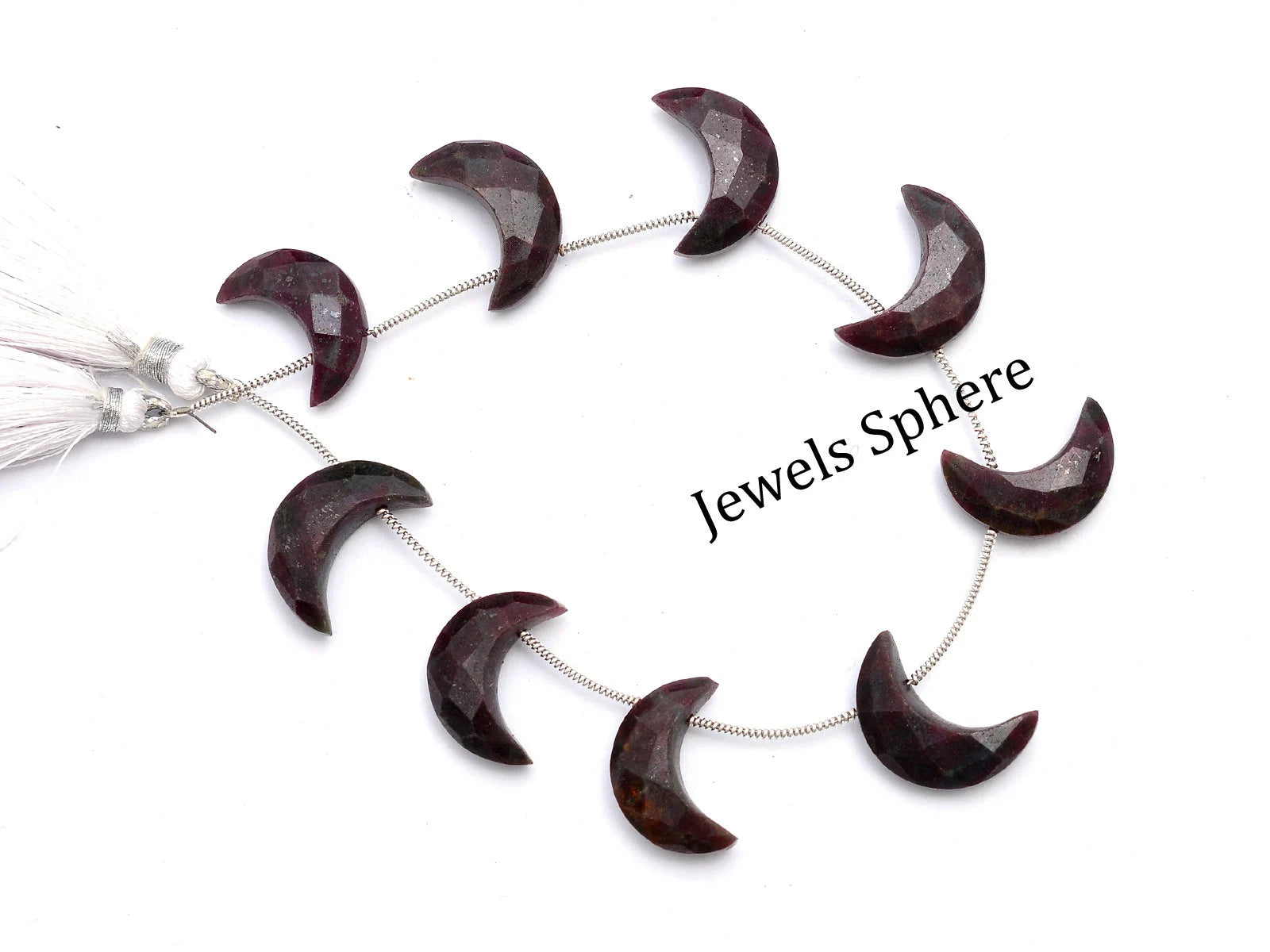 Ruby With Kyanite Faceted Crescent Moon Beads, 18 mm To 20 mm, SKU751