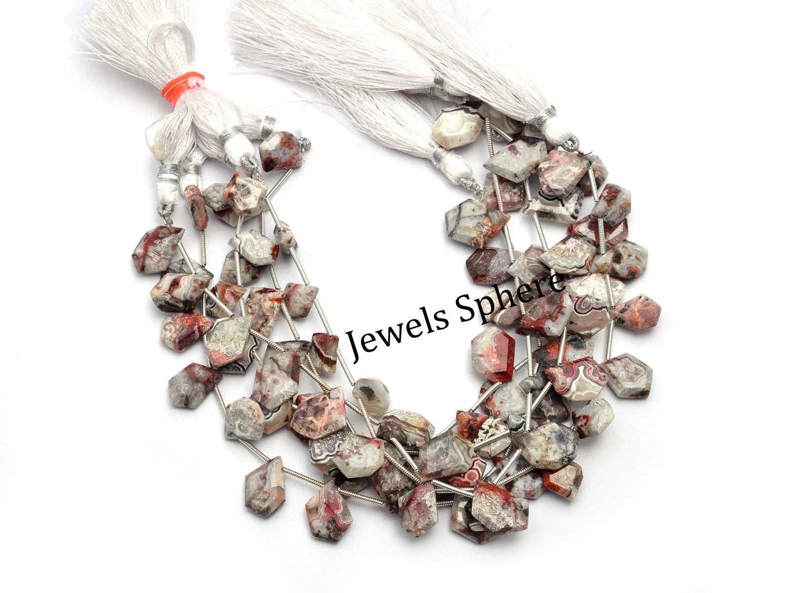 Natural Crazy Lace Agate Faceted Five Corner Beads, 8x10 mm To 12x14 mm, SKU756