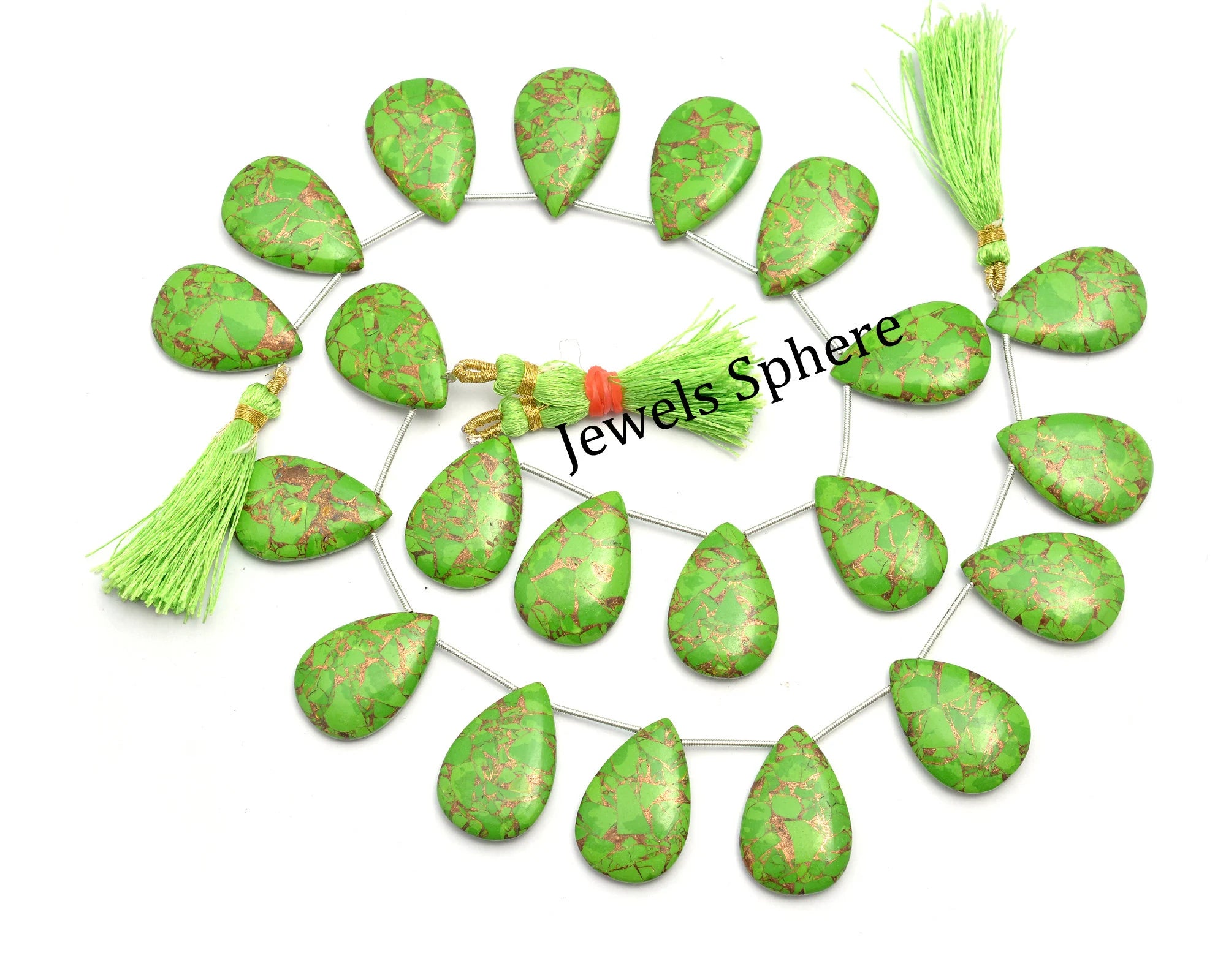 Green Copper Turquoise Smooth Pear Beads, 18.3x27.3 mm, SKU760