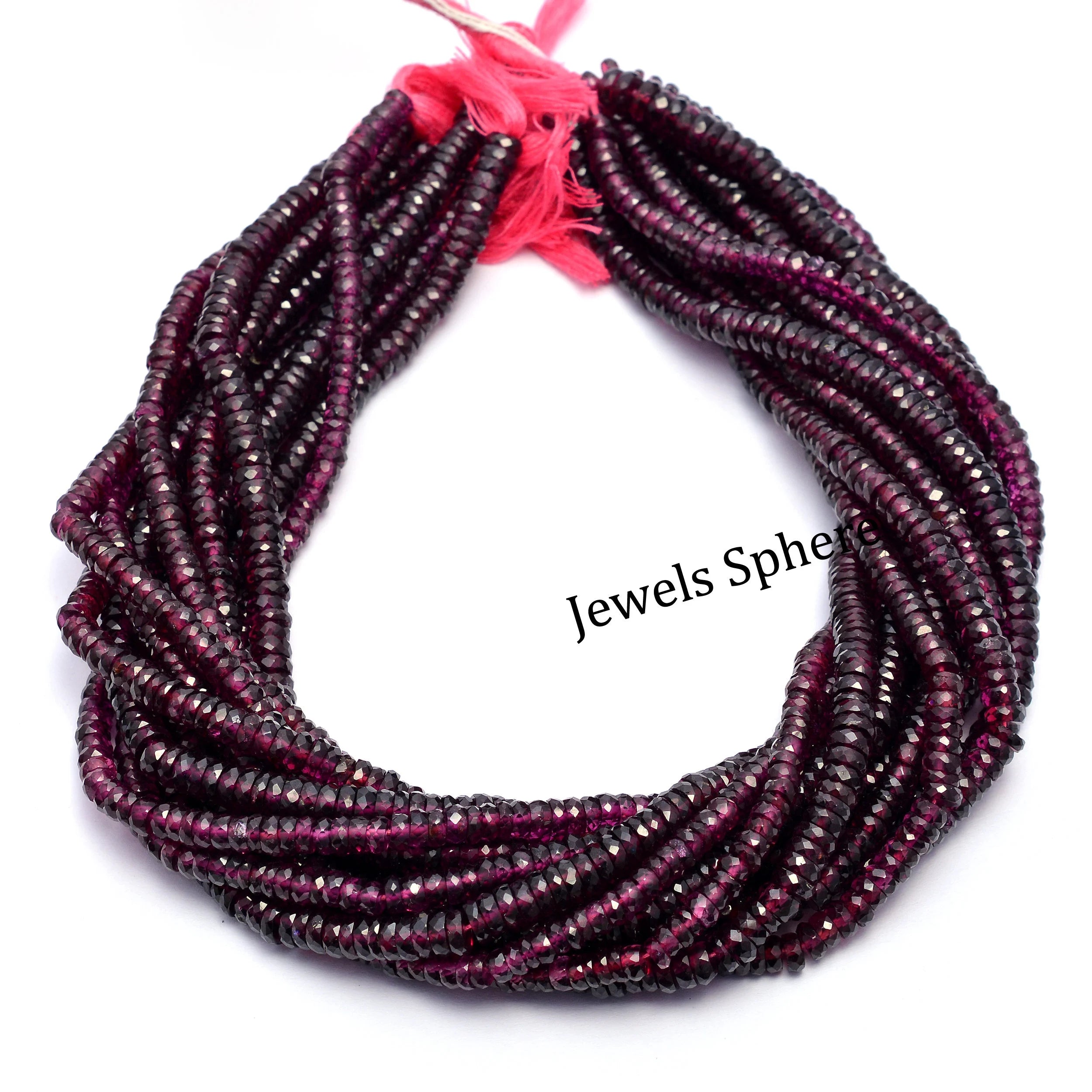 AA Quality Rhodolite Garnet Faceted Wheel Cut Beads, SKU1000