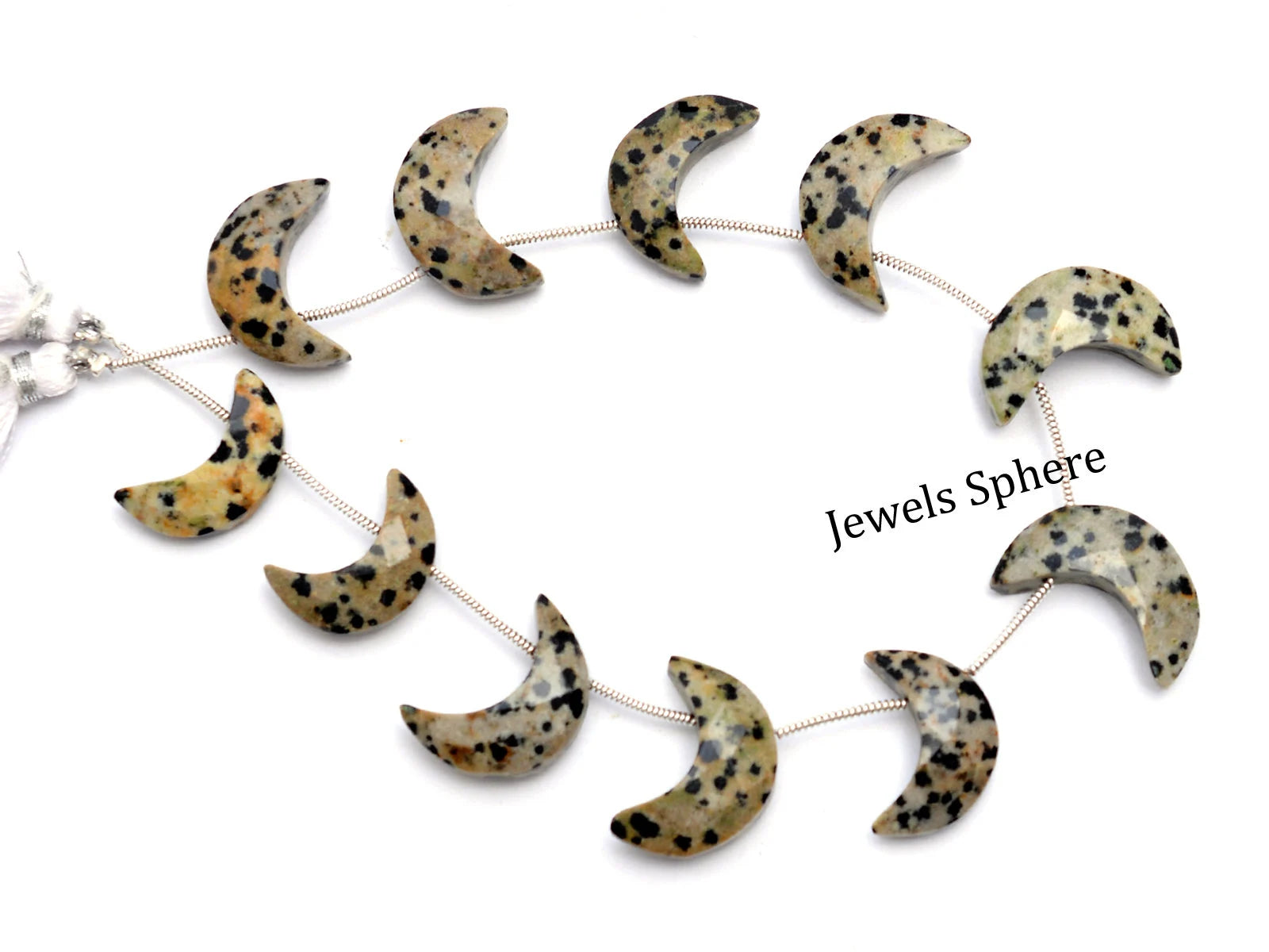 Dalmatian Jasper Faceted Crescent Moon Fancy Shape, 18 mm To 20 mm, SKU741