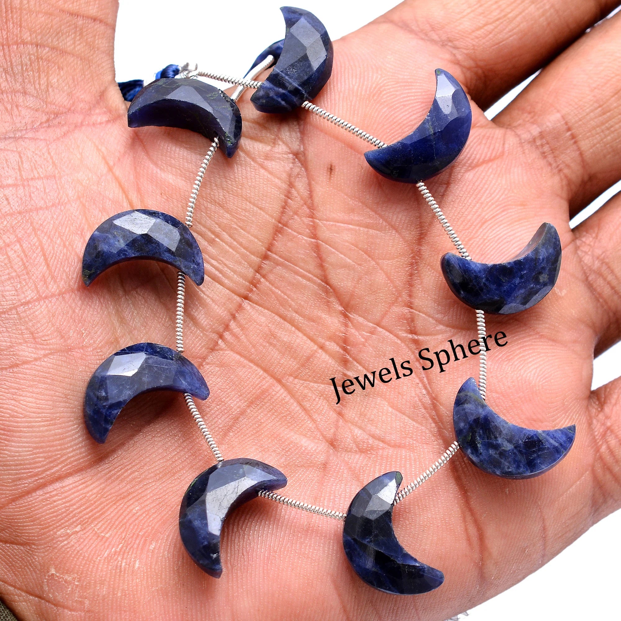 Sodalite Faceted Crescent Moon Fancy Shape, 17 mm To 20 mm,  SKU744