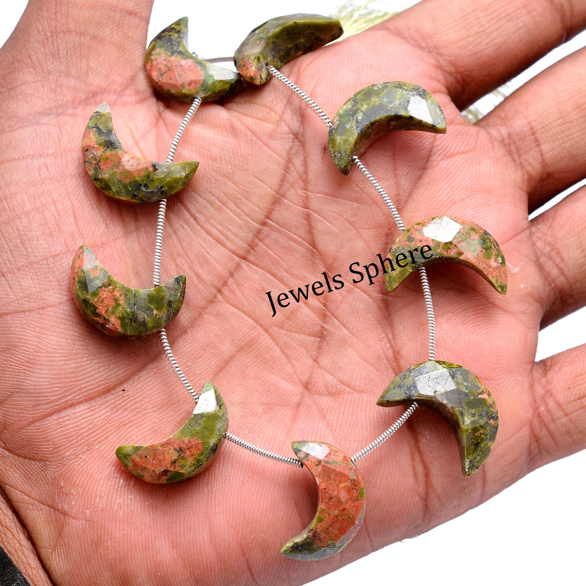Natural Unaktie Faceted Crescent Moon Fancy Shape, 19 mm To 21 mm,