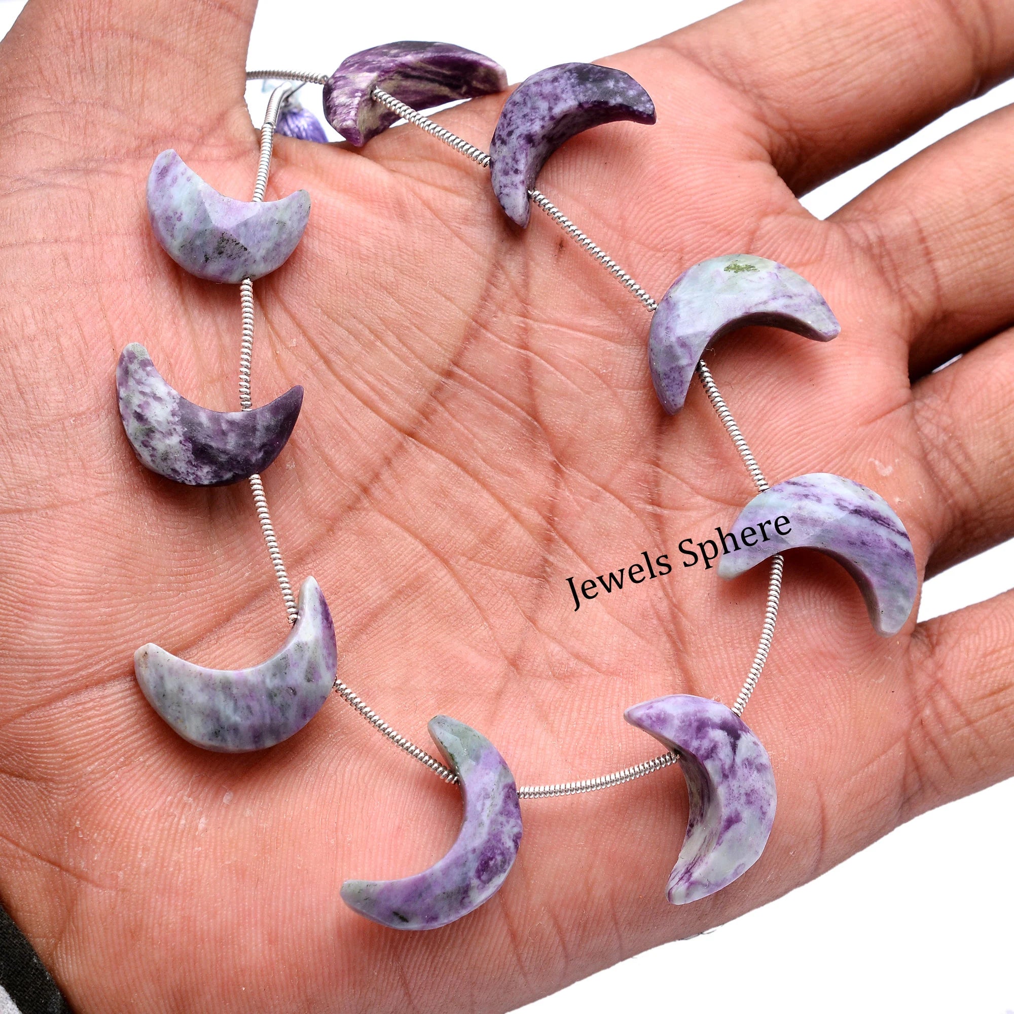 Natural Charoite Faceted Crescent Moon Fancy Shape, 18 mm To 21 mm, SKU747