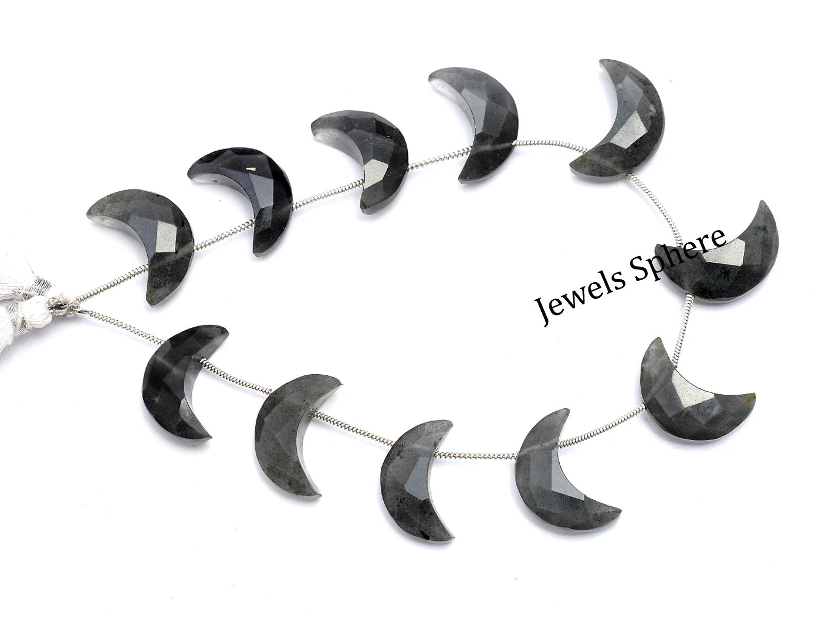 Grey Quartz Faceted Crescent Moon Fancy Shape, 18 mm To 20 mm, SKU748