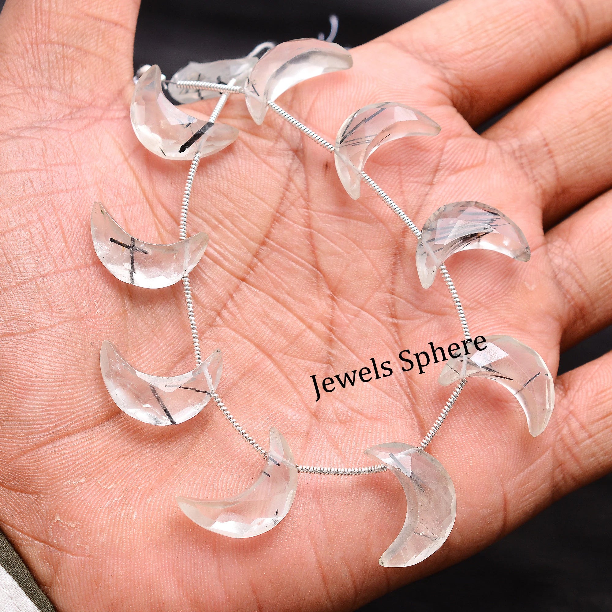 Rutile Faceted Crescent Moon Fancy Shape, 17 mm To 19 mm, SKU730