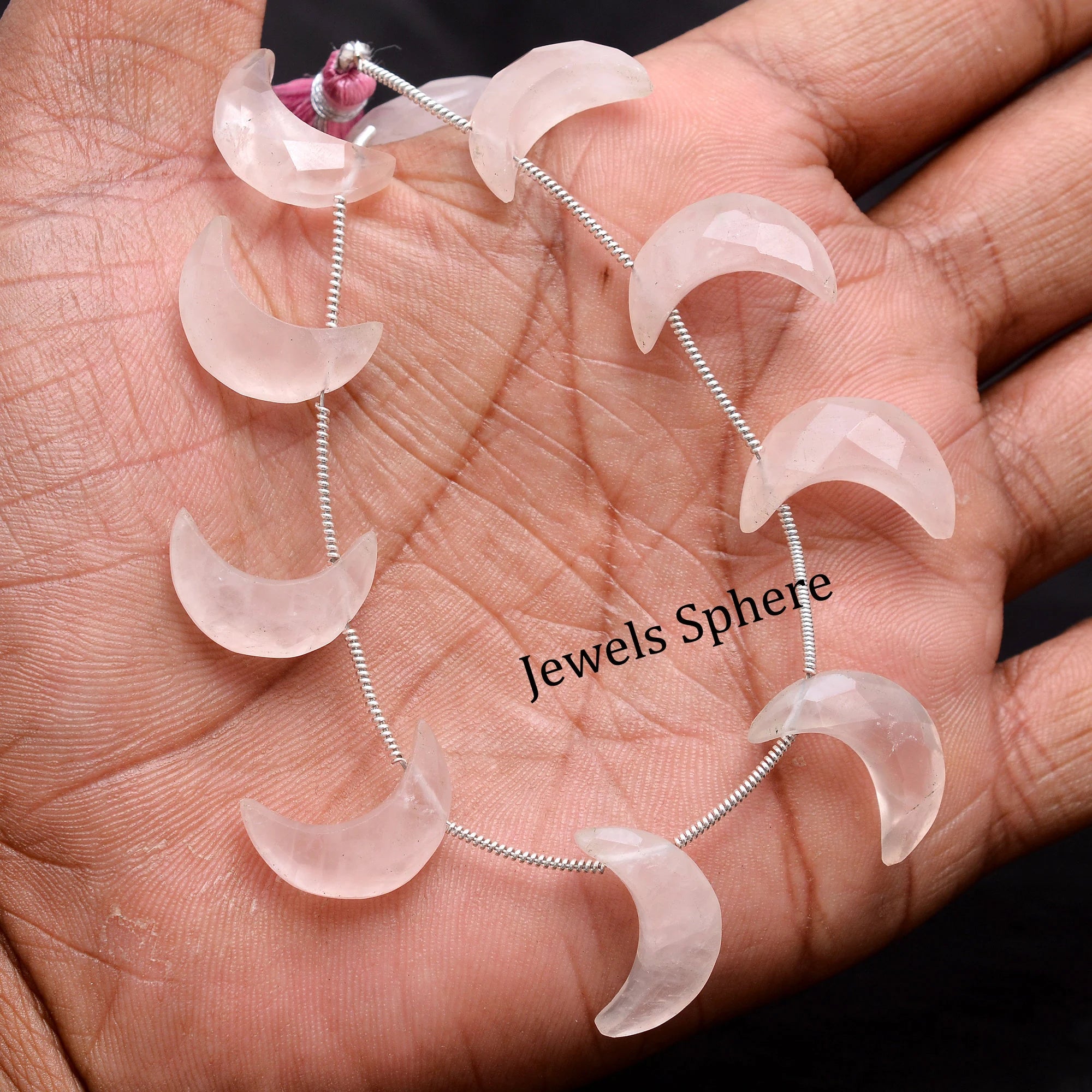 AA Quality Rose Quartz Faceted Crescent Moon Briolettes, SKU739
