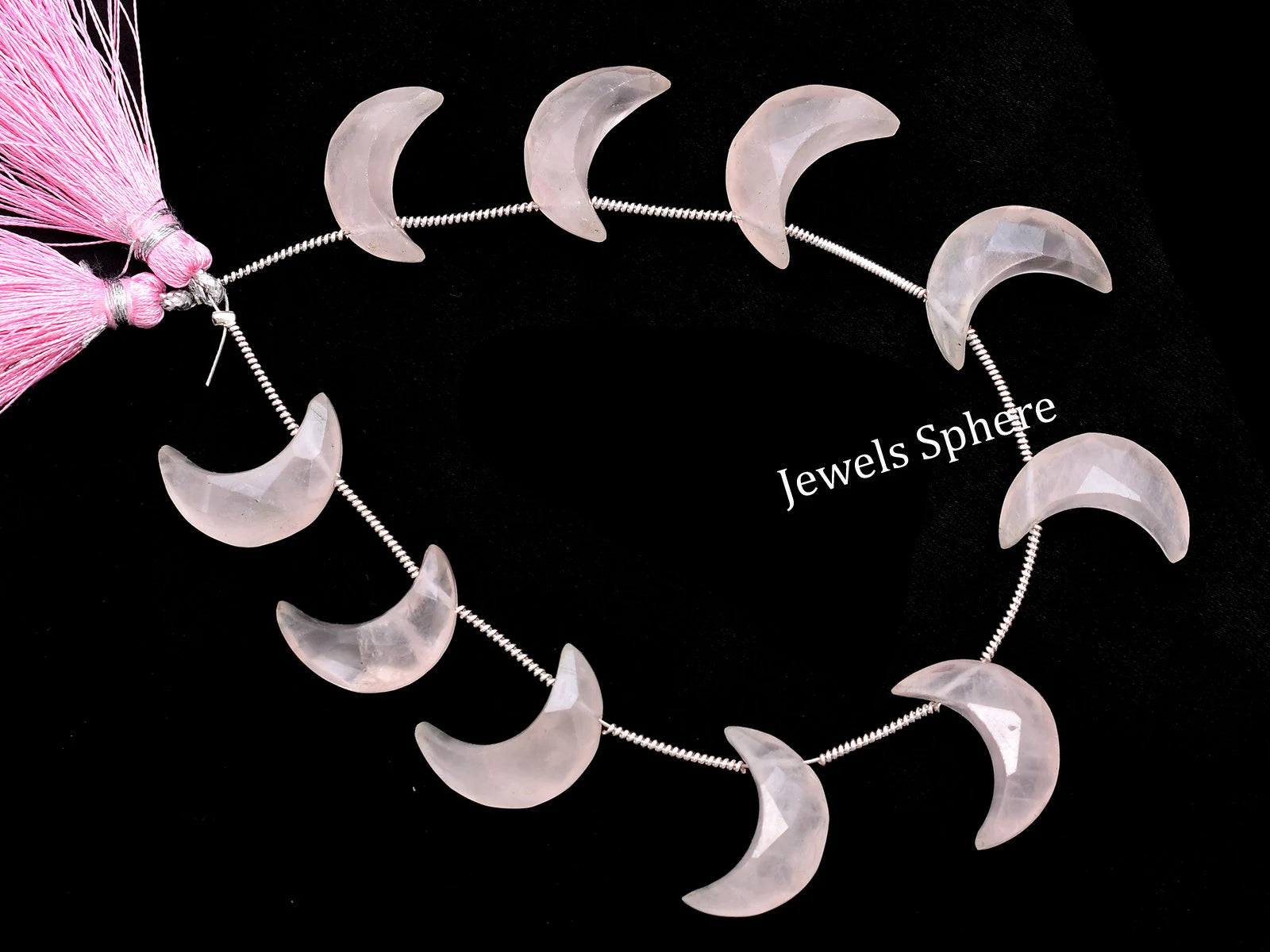 AA Quality Rose Quartz Faceted Crescent Moon Briolettes, SKU739