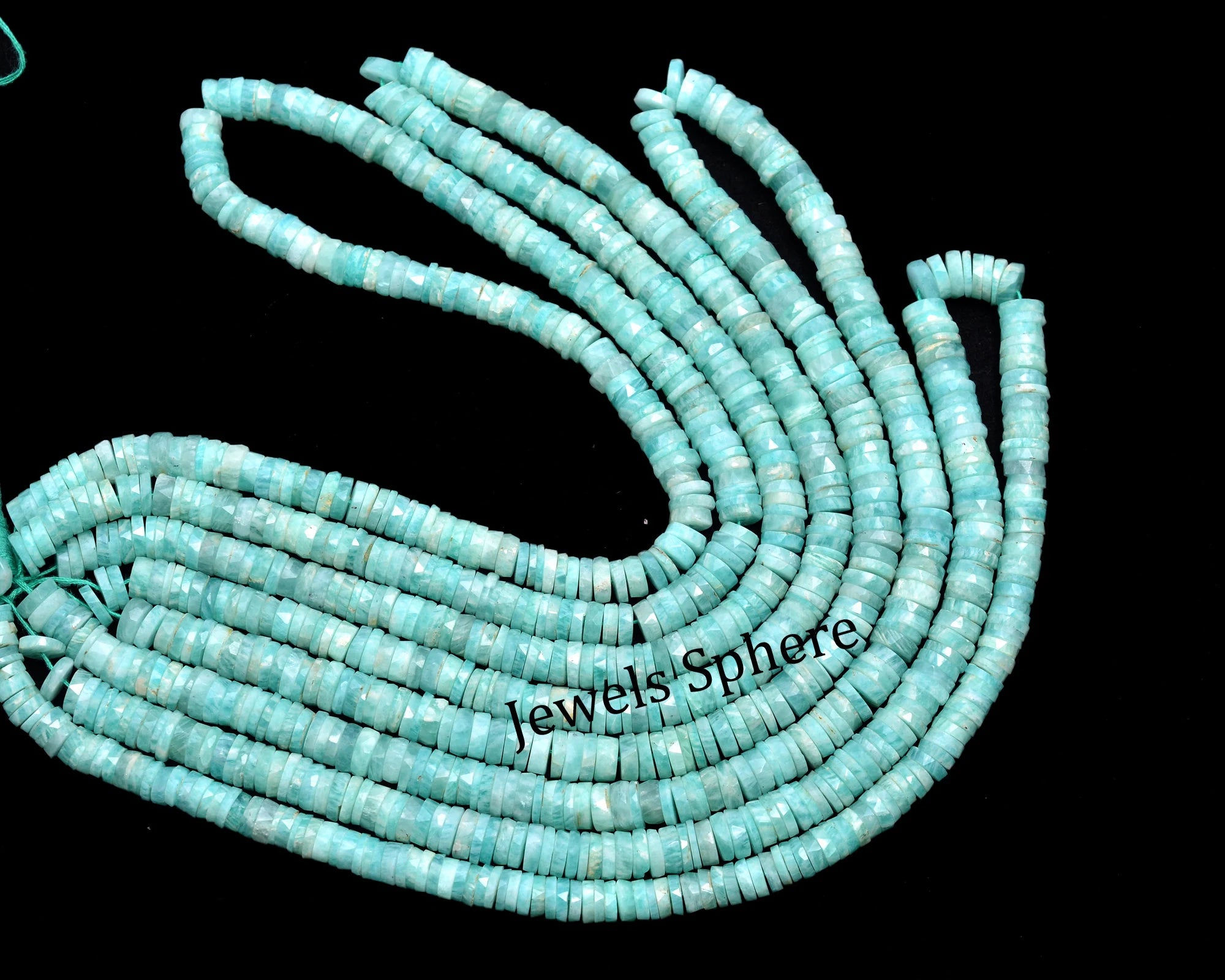 Amazonite Faceted Tyre Beads, 6 mm To 7 mm, SKU783