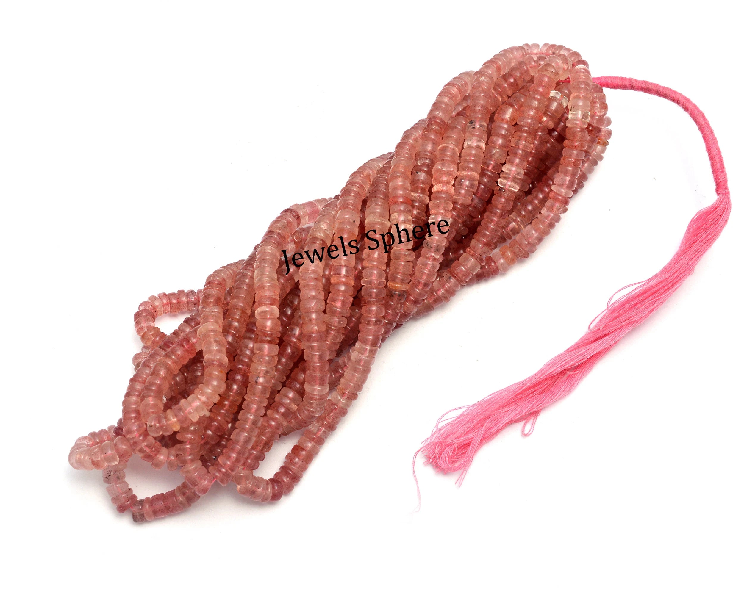 Pink Strawberry Quartz Smooth Tyre Beads, SKU794