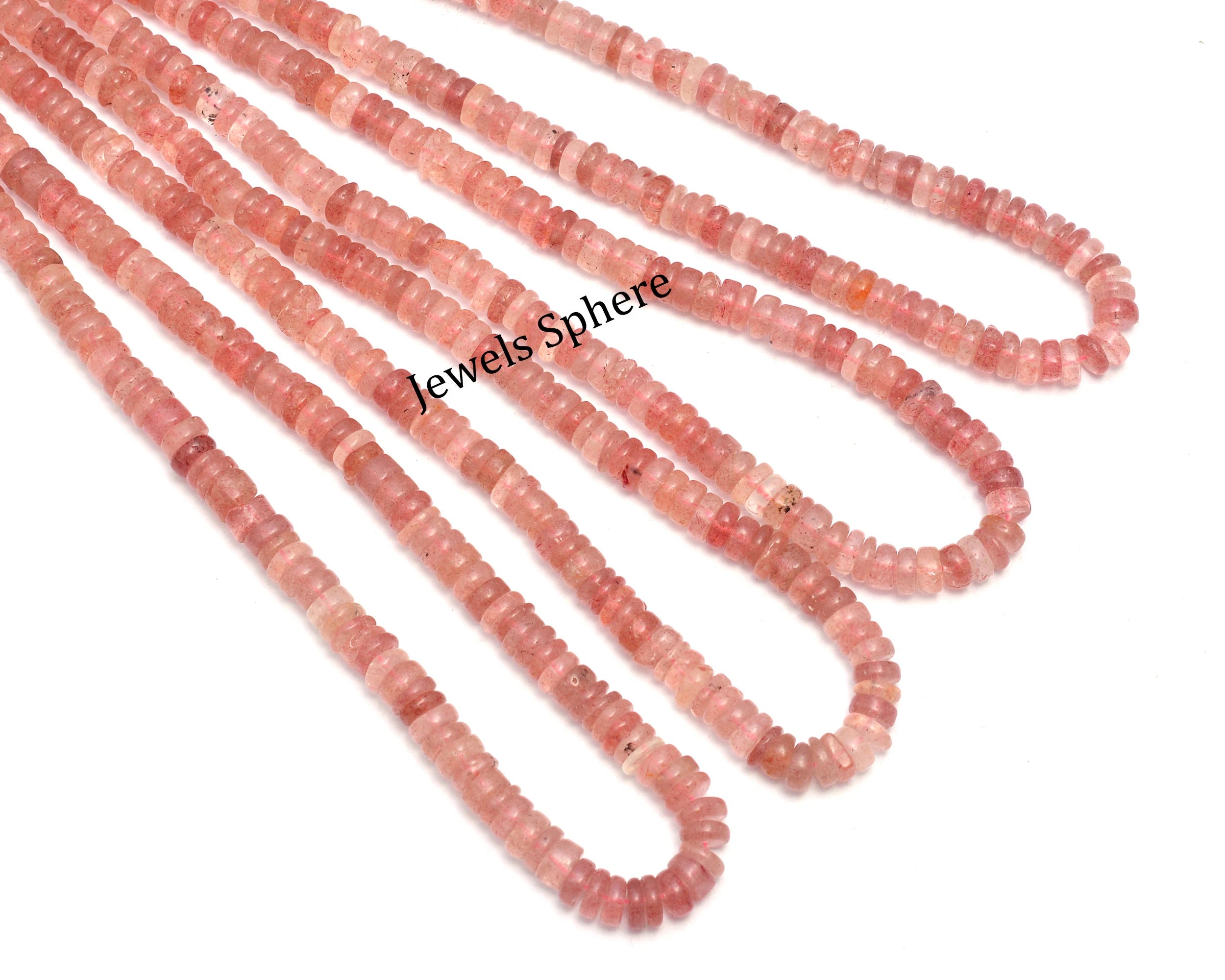 Pink Strawberry Quartz Smooth Tyre Beads, SKU794