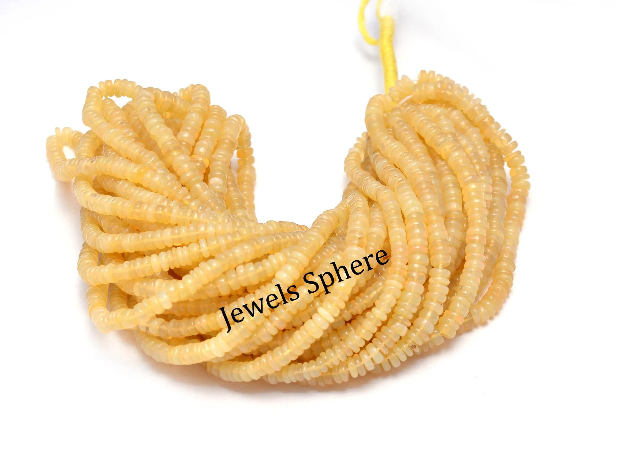 Yellow Opal Smooth Tyre Beads, 5 mm To 5.5 mm, SKU828