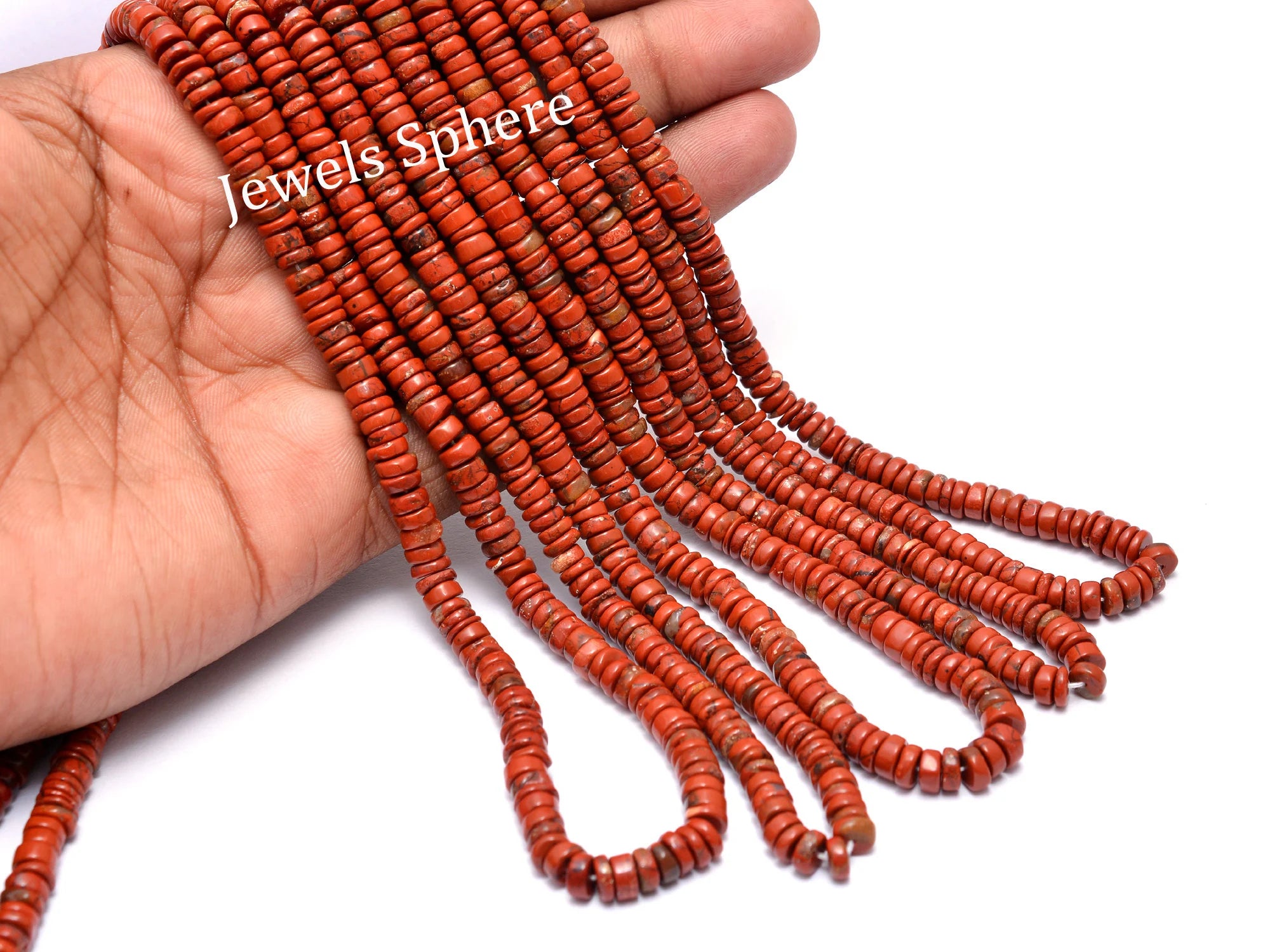 Red Jasper Smooth Heishi Beads, 5 mm To 6 mm, SKU829