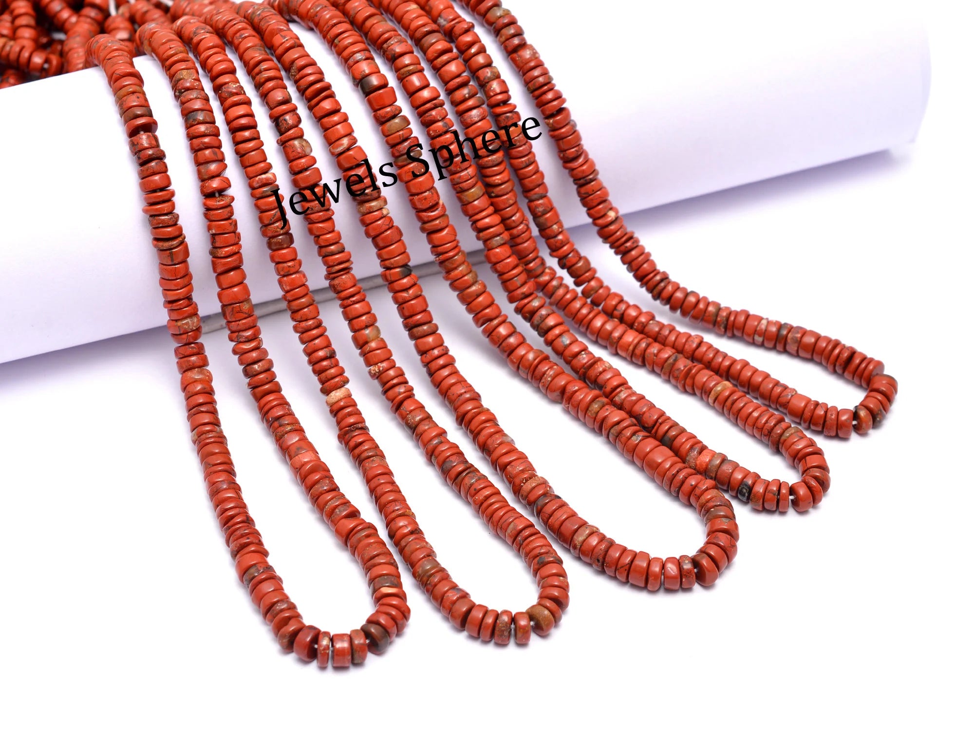 Red Jasper Smooth Heishi Beads, 5 mm To 6 mm, SKU829