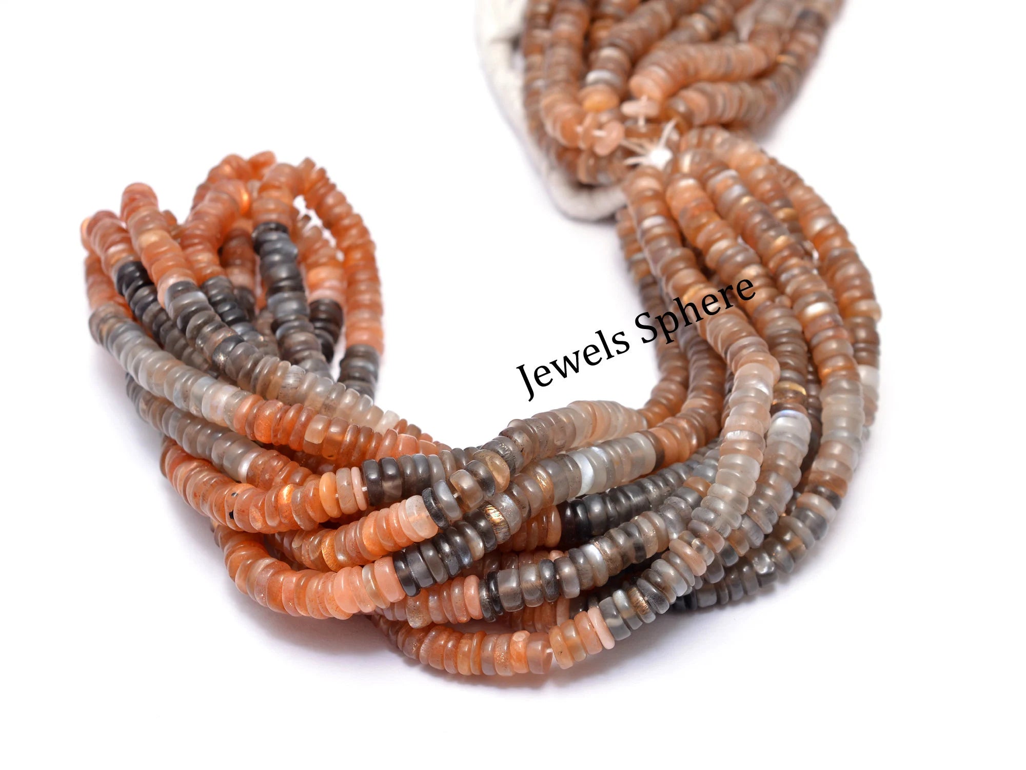 Multi Moonstone Smooth Heishi Beads, 6 mm To 6.5 mm, SKU831
