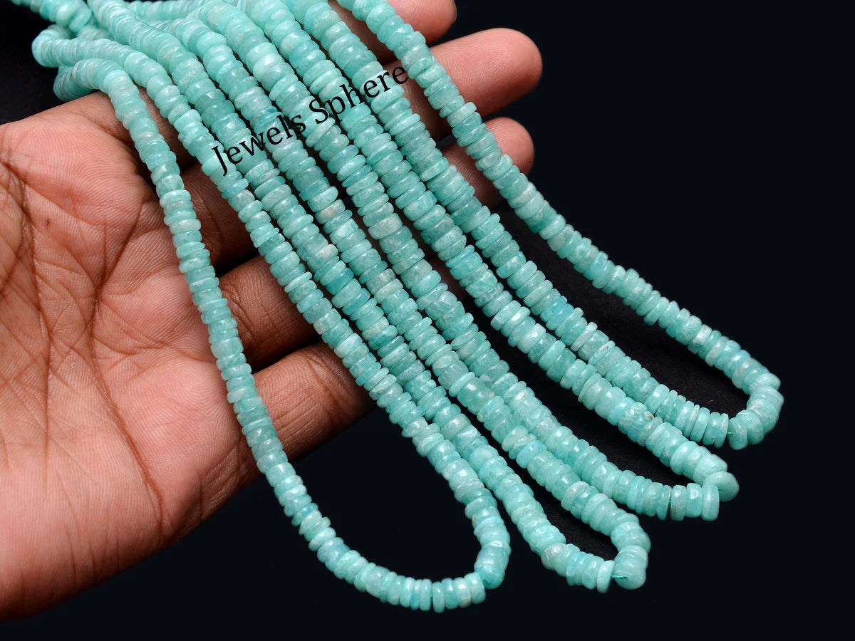 Amazonite Smooth Tyre Beads, Amazonite Coin Beads, SKU832