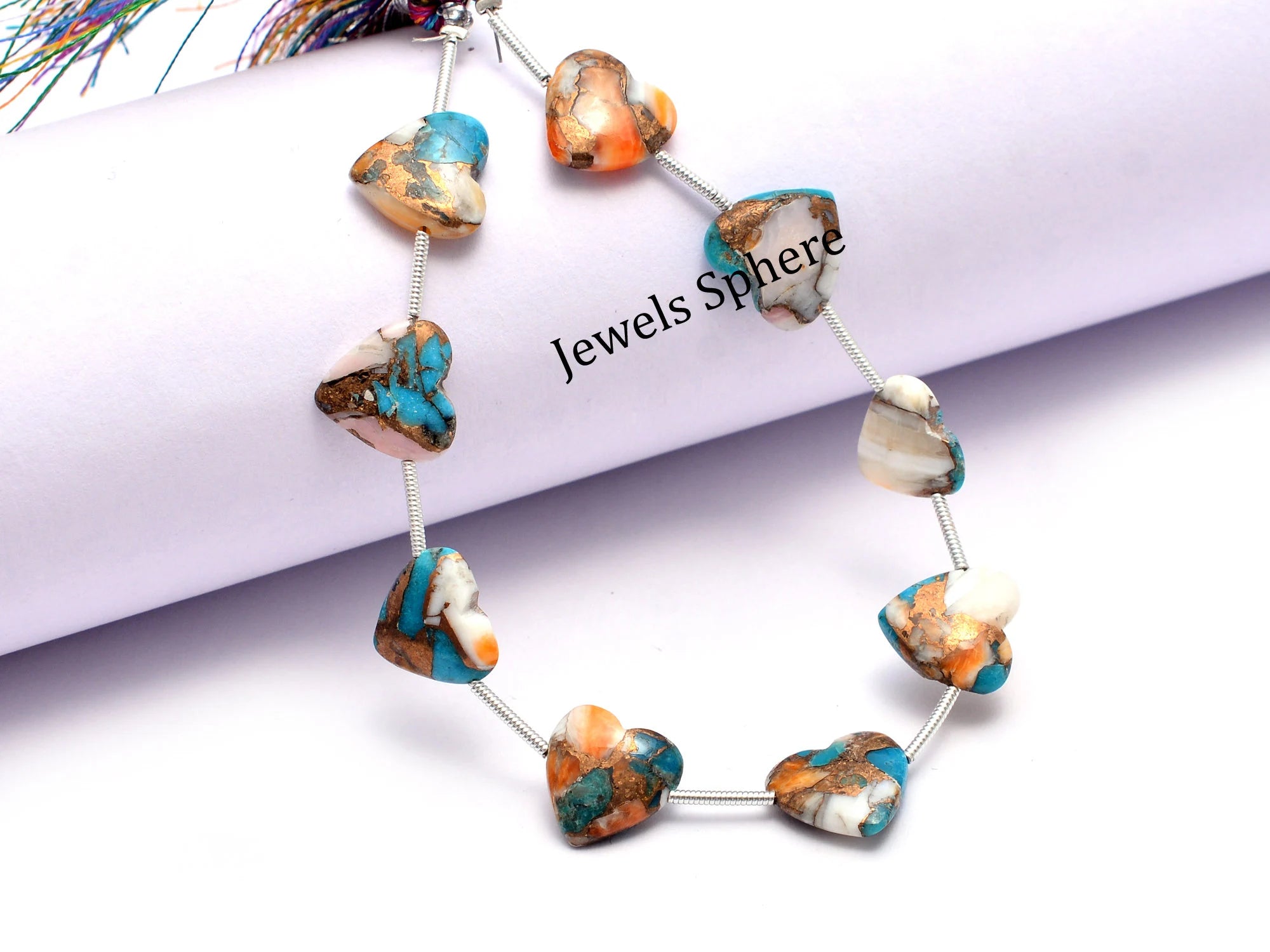 Pink Opal Copper Turquoise Smooth Heart Shape Beads, 10x12 mm, SKU912