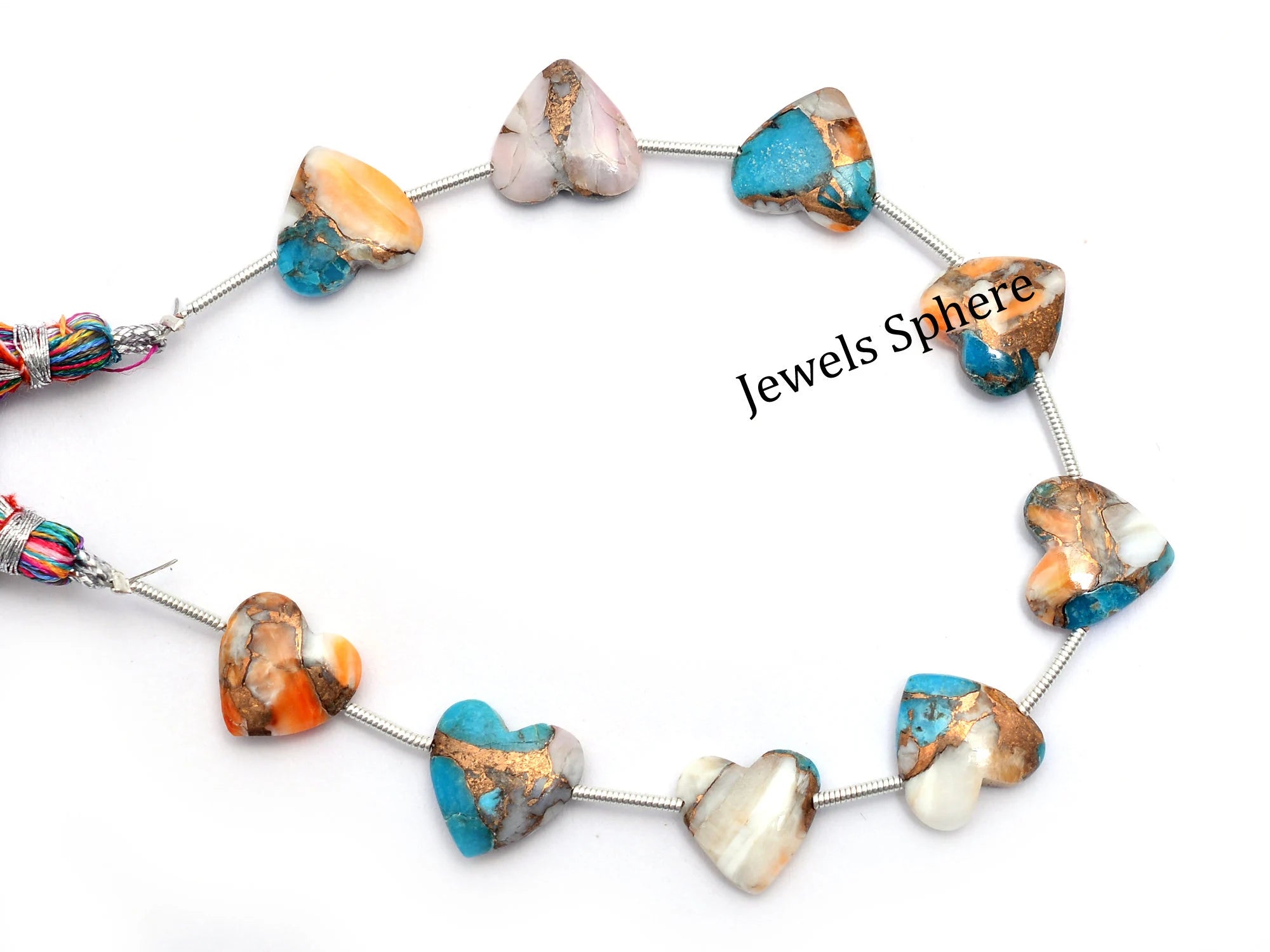 Pink Opal Copper Turquoise Smooth Heart Shape Beads, 10x12 mm, SKU912