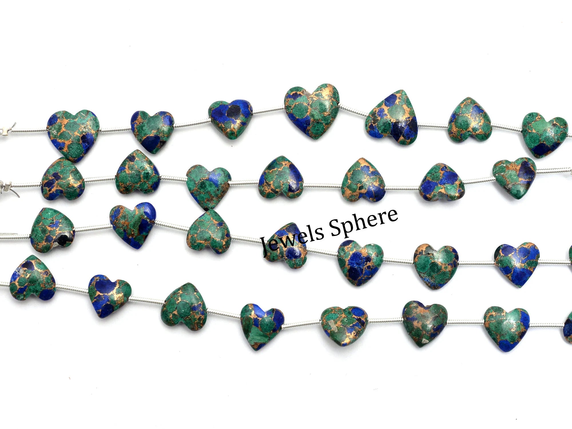 Lapis Lazuli Copper Turquoise Heart Shape Beads, 9 mm To 12 mm, SKU913