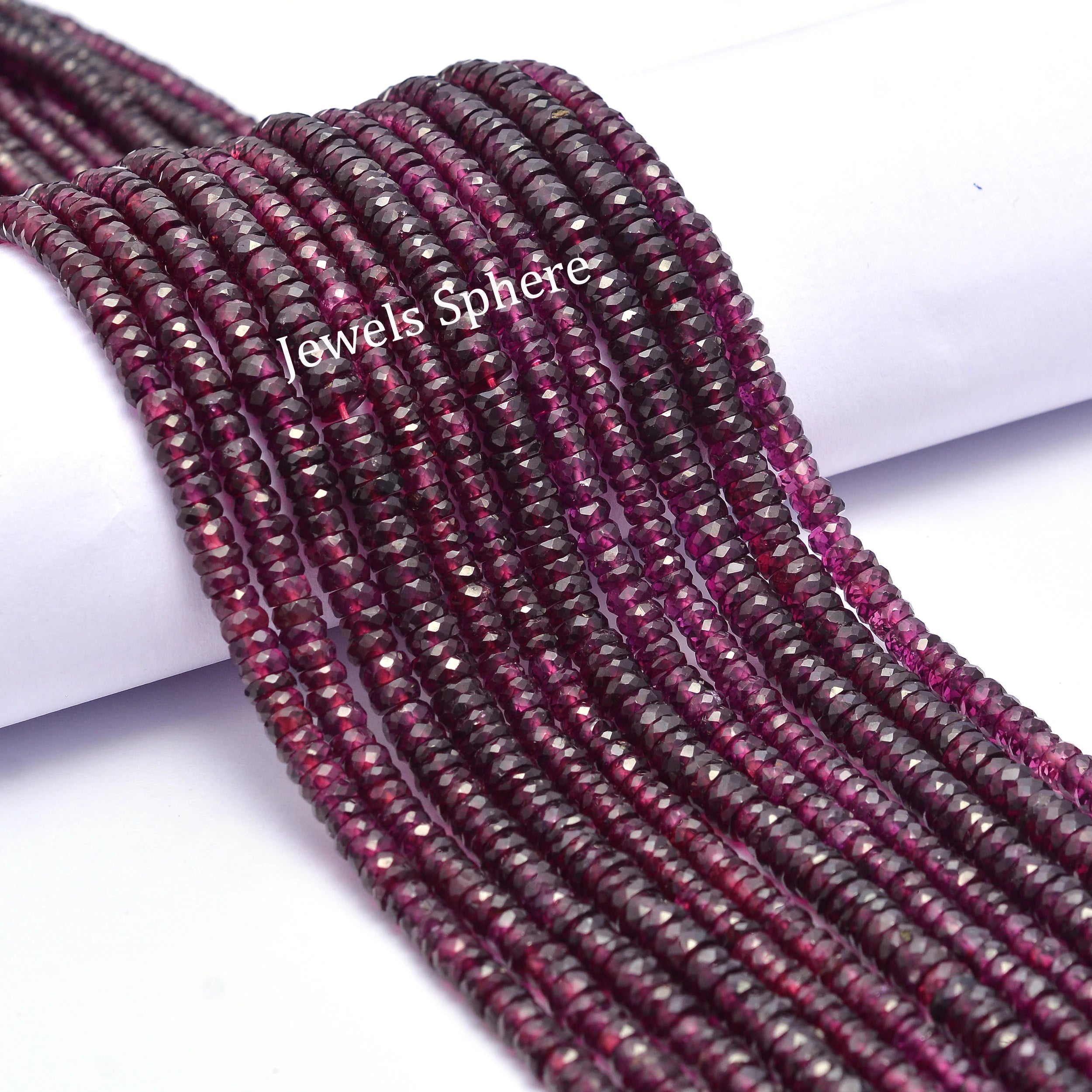 AA Quality Rhodolite Garnet Faceted Wheel Cut Beads, SKU1000