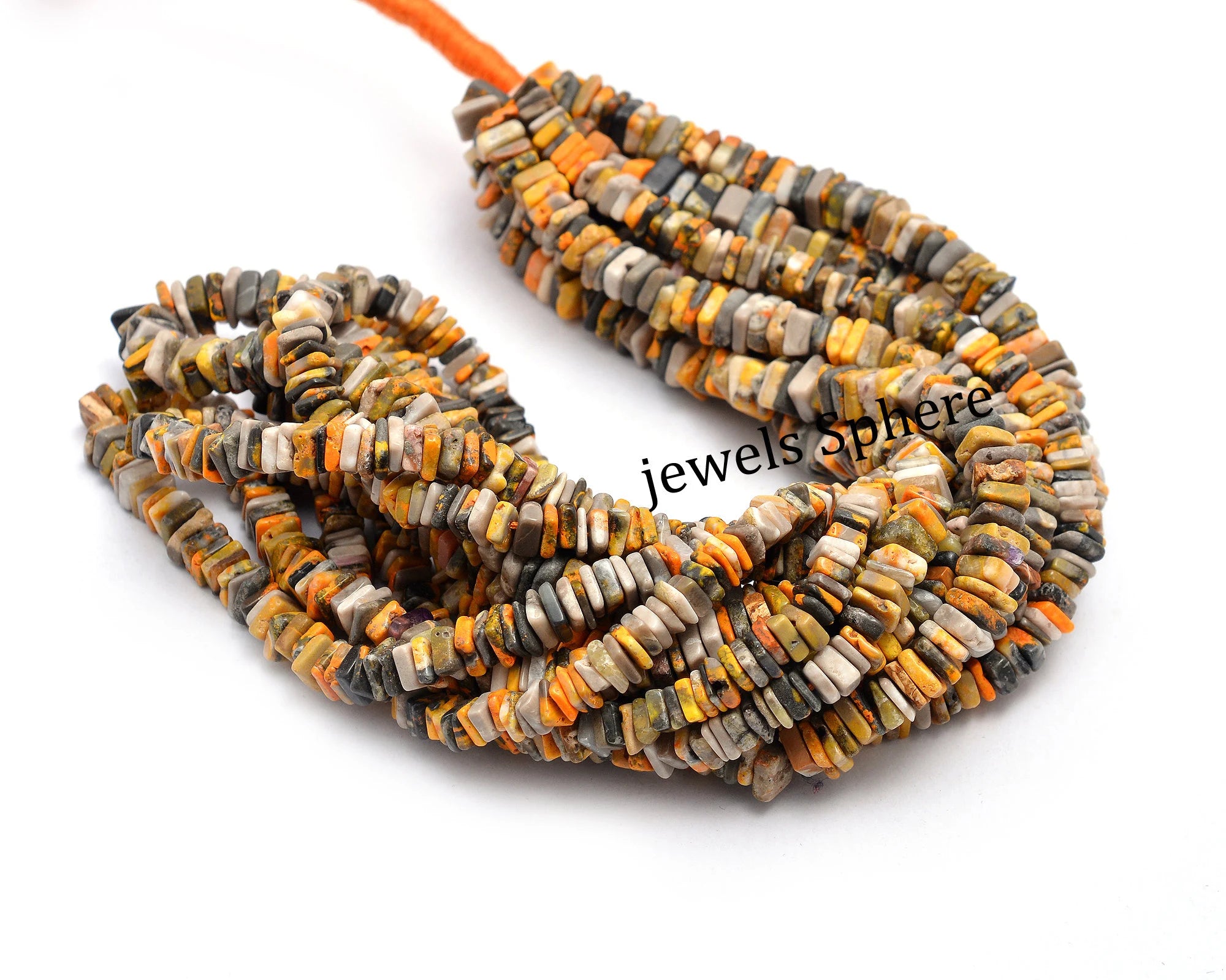 Bumble Bee Jasper Smooth Square Beads, 5 mm To 7 mm, SKU784