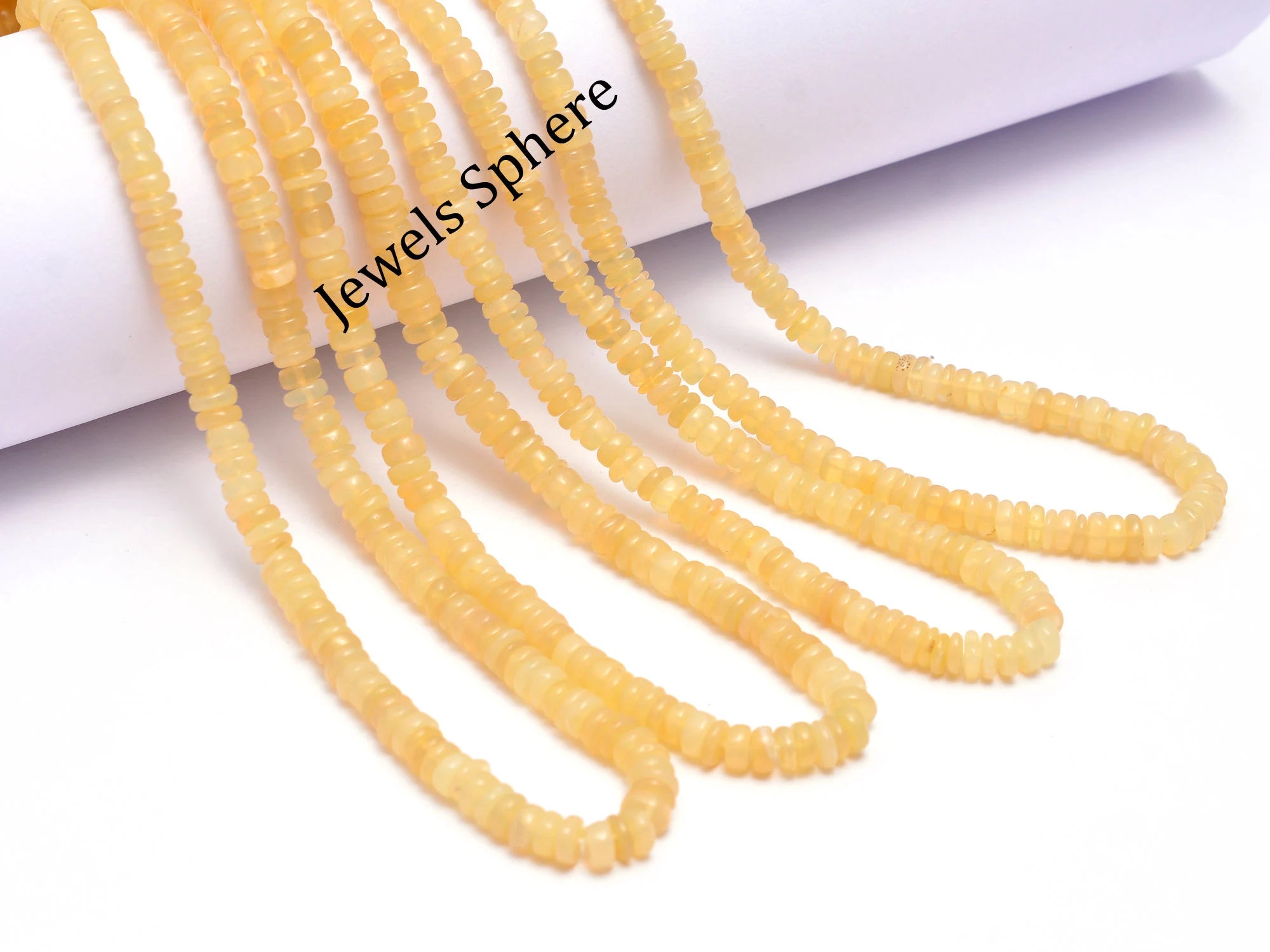 Yellow Opal Smooth Tyre Beads, 5 mm To 5.5 mm, SKU828