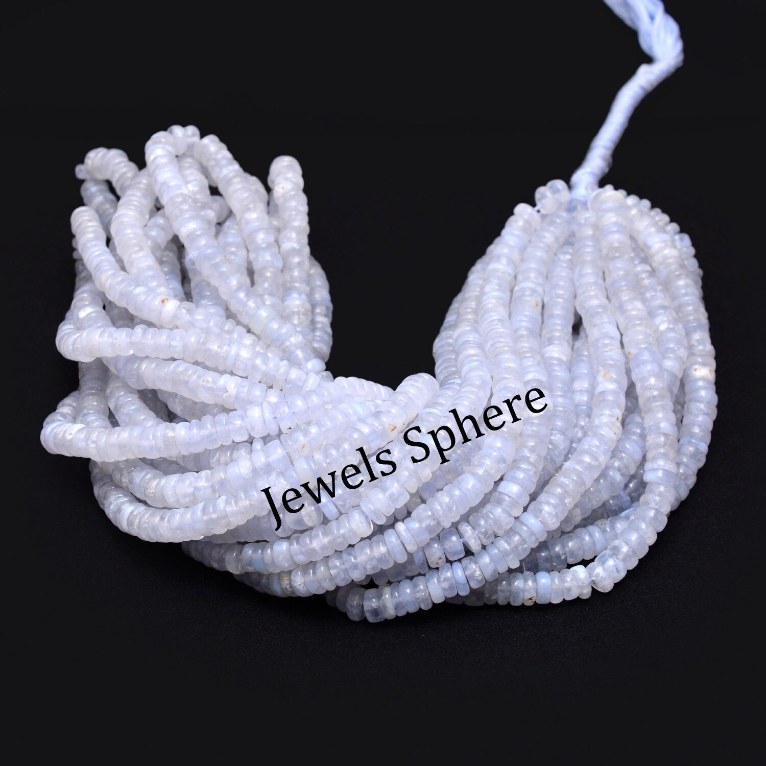 Blue Chalcedony Smooth Tyre Beads, 5 To 6 mm, SKU833
