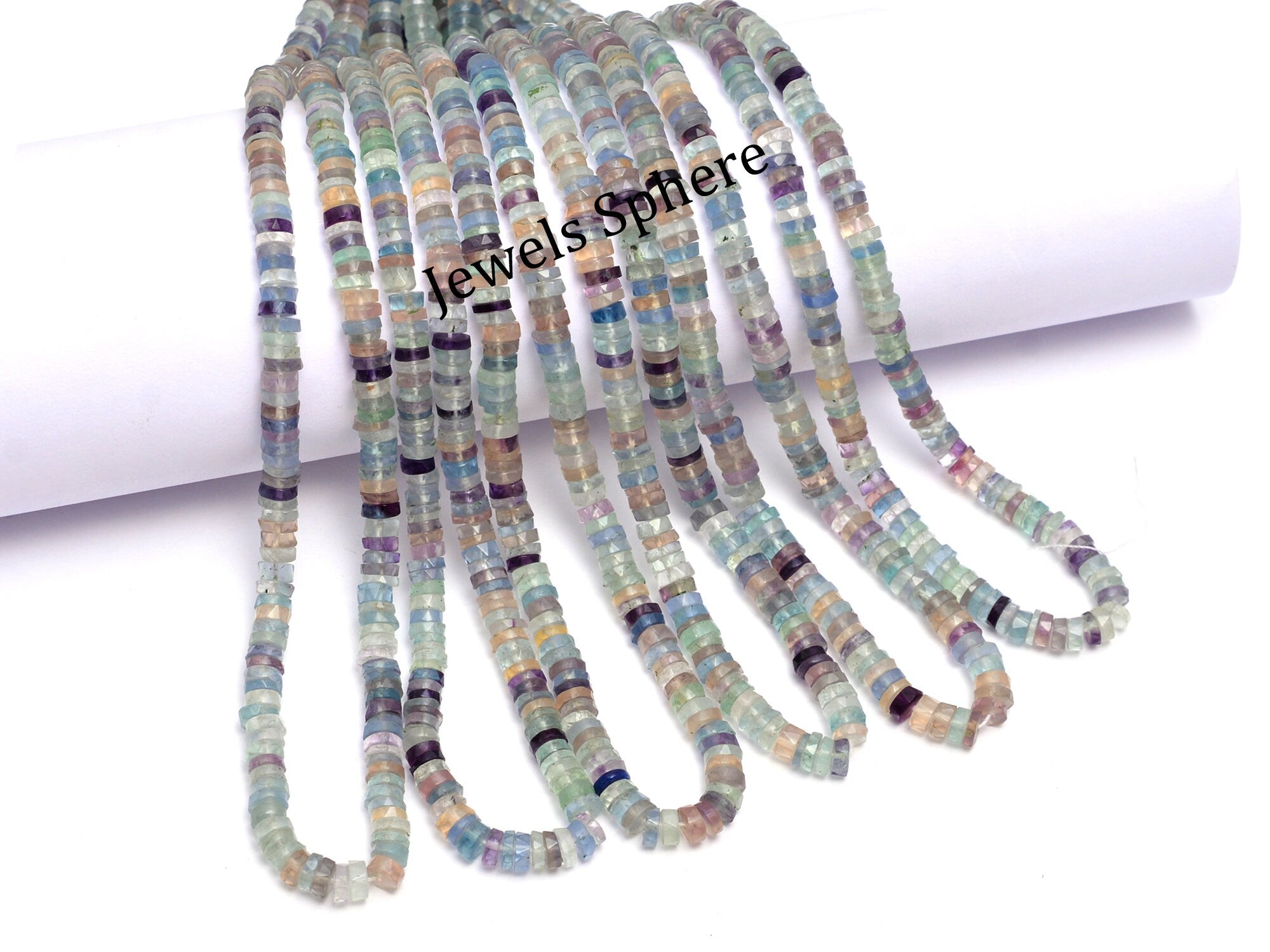 Multi Fluorite Faceted Tyre Beads, 5 mm To 5.5 mm, SKU835