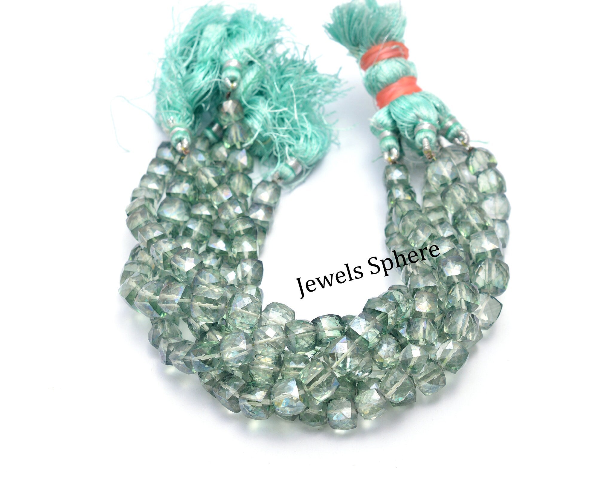 Natural Green Crystal Faceted Box Beads, 7 mm To 9 mm, SKU765