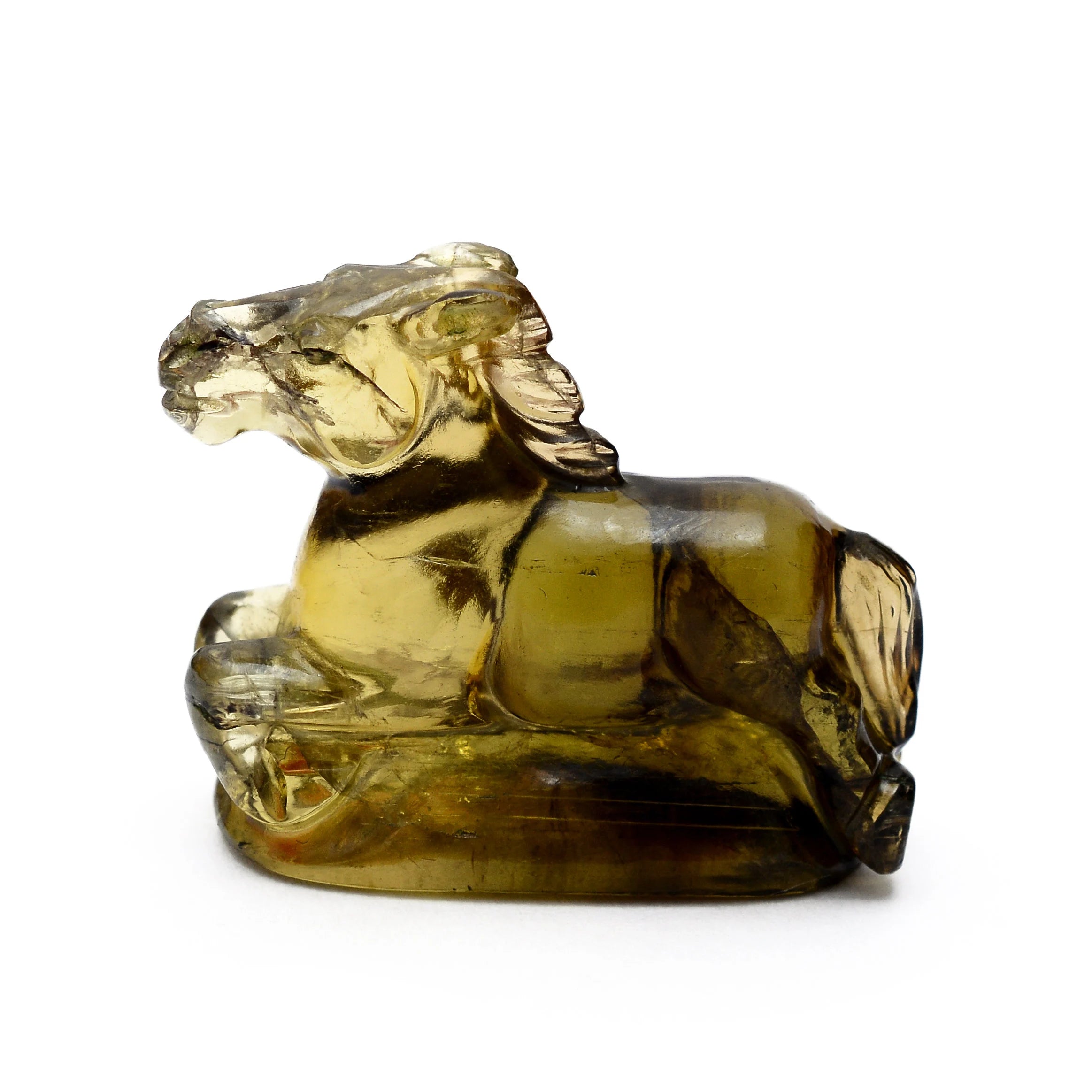 Natural Olive Green Tourmaline Horse Caving Handmade Stone (SKU1445)