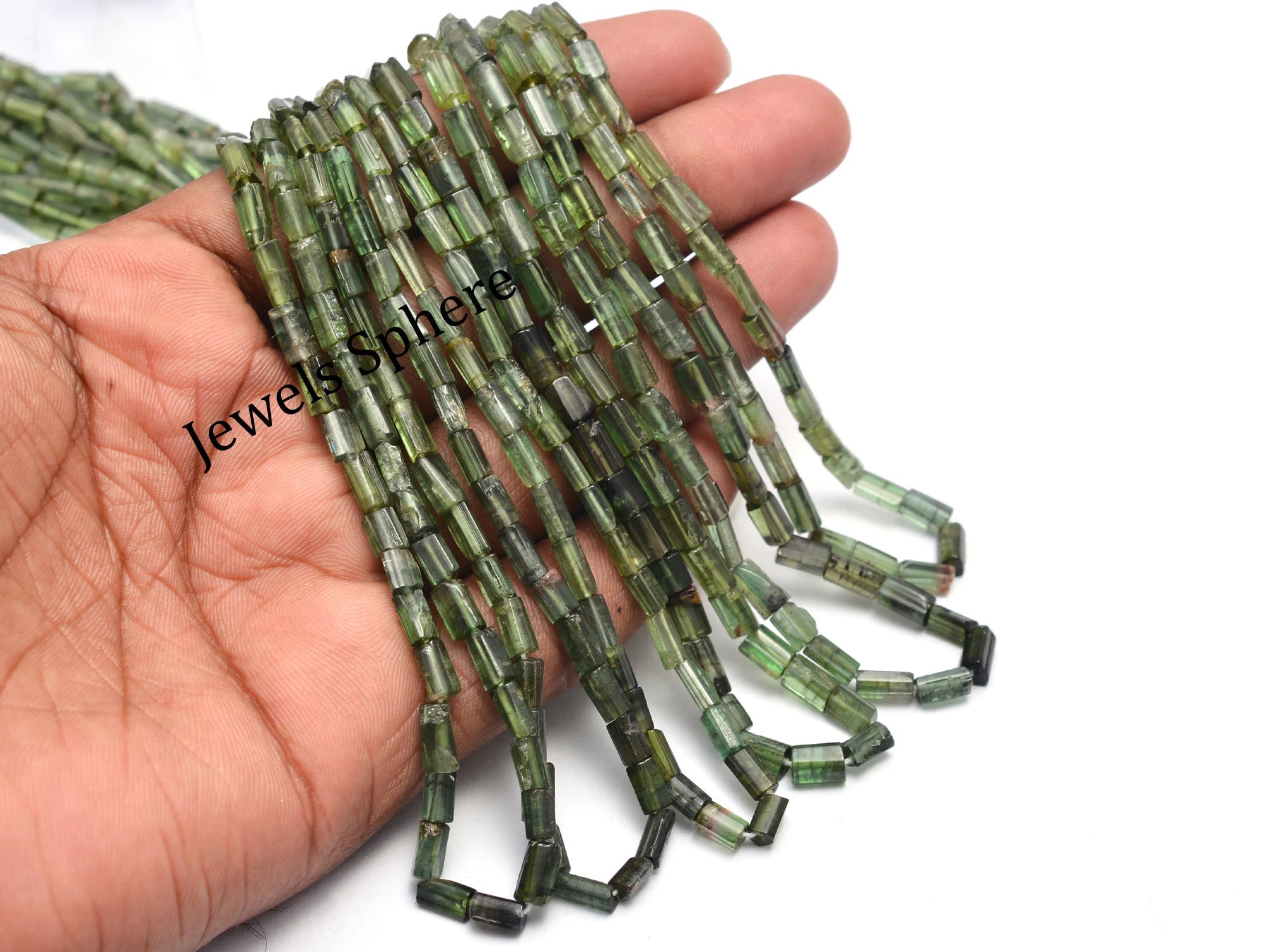 Green Tourmaline Beads, Smooth Tube Beads, 3x5 - 5x9 mm Beads, SKU859