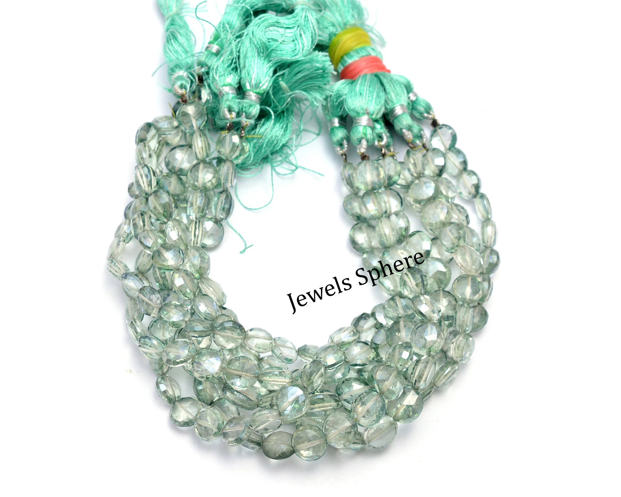 Natural Green Crystal Faceted Coin Beads, 8 mm To 10.5 mm, SKU764