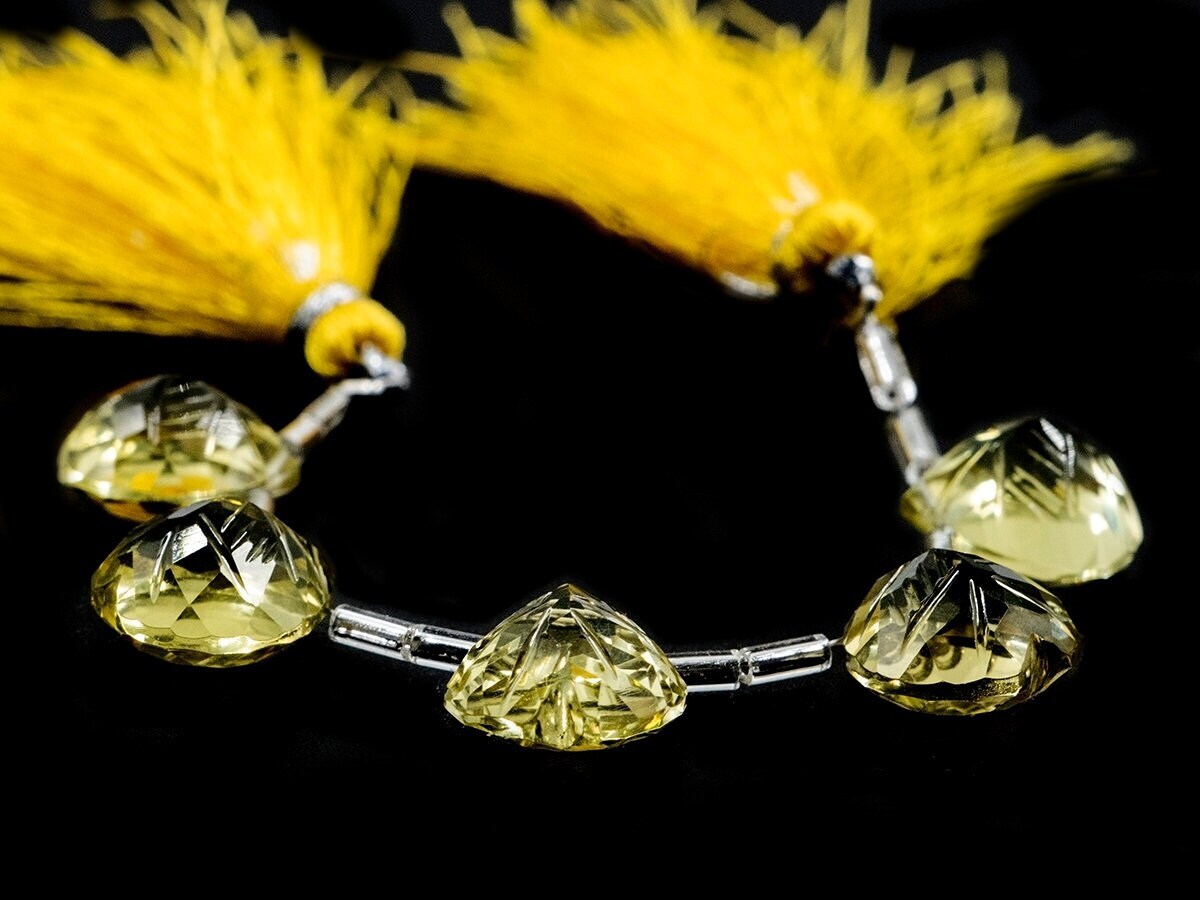 Yellow Lemon Quartz Heart Carving Bottom Drilled Beads, 12 mm, Lemon Quartz Heart Carving Beads, Lemon Quartz Jewelry Gemstone, SKU1590