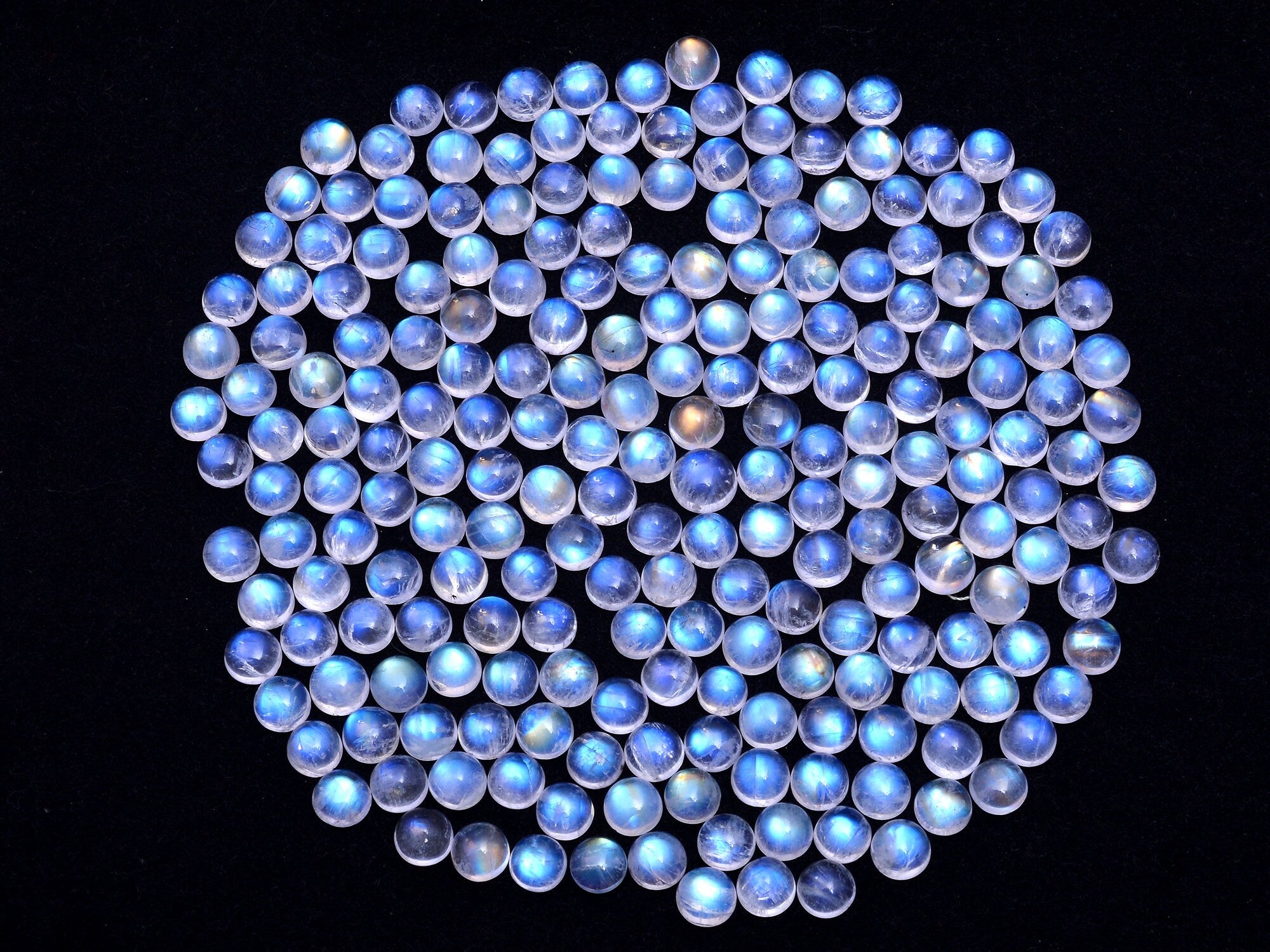 Rainbow Moonstone Round Cabs Loose Gemstone, 6 mm, SKU988