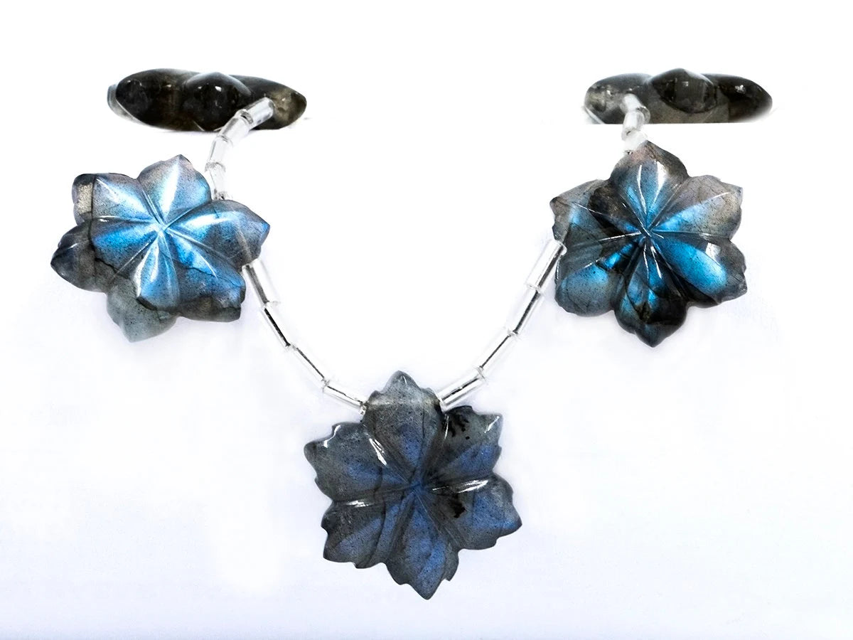 AA Quality Blue Flash Labradorite Flower Carving Gemstone Beads, 17.5 mm, Labradorite Handmade Gift For Women, Gemstone Craving, SKU1591