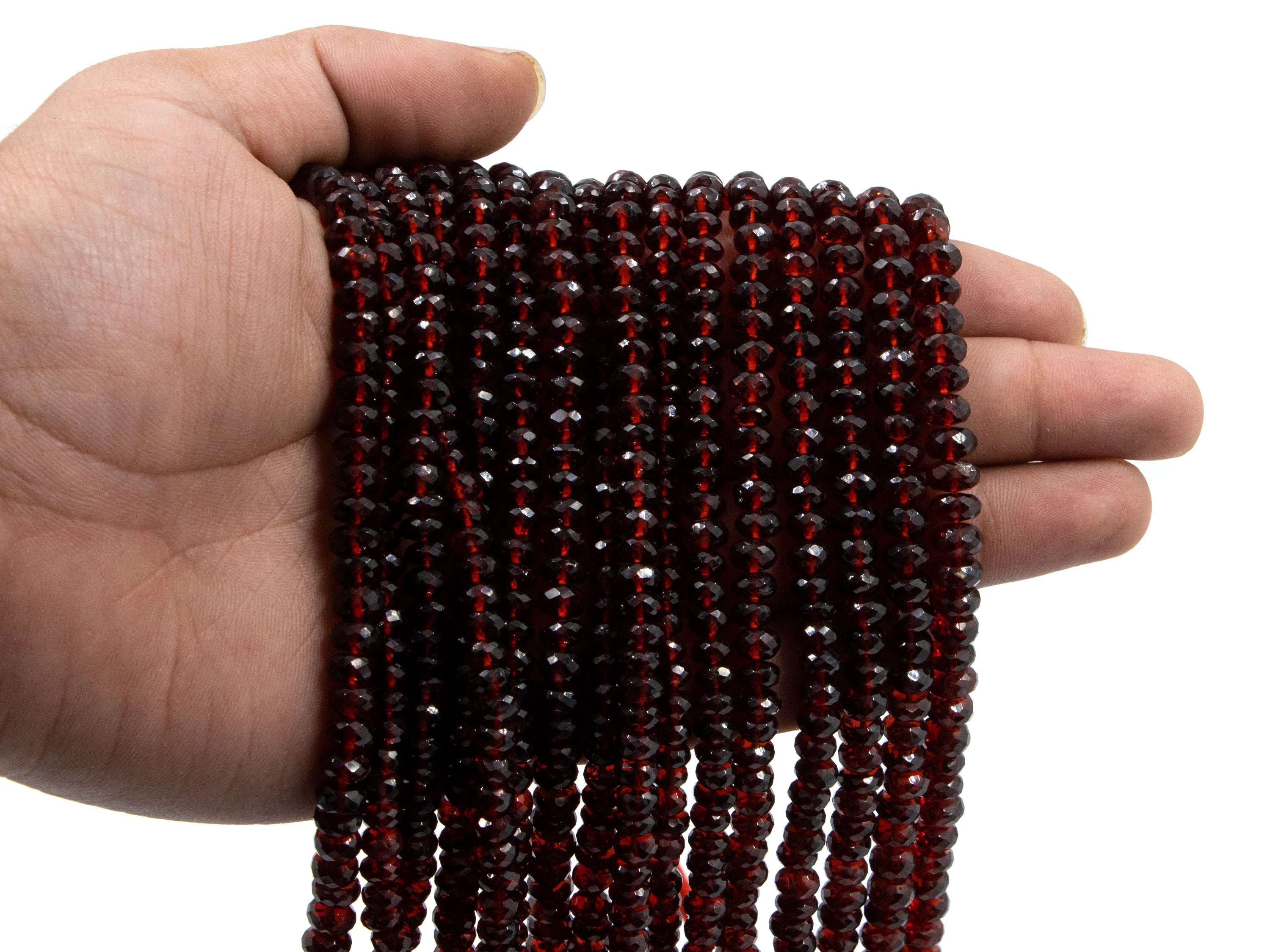 Natural Mozambique Beads, Garnet Faceted Beads, Rondelle Beads, 5 To 7 mm Beads, Red Garnet Beads, Garnet Beads Jewelry (SKU1595)