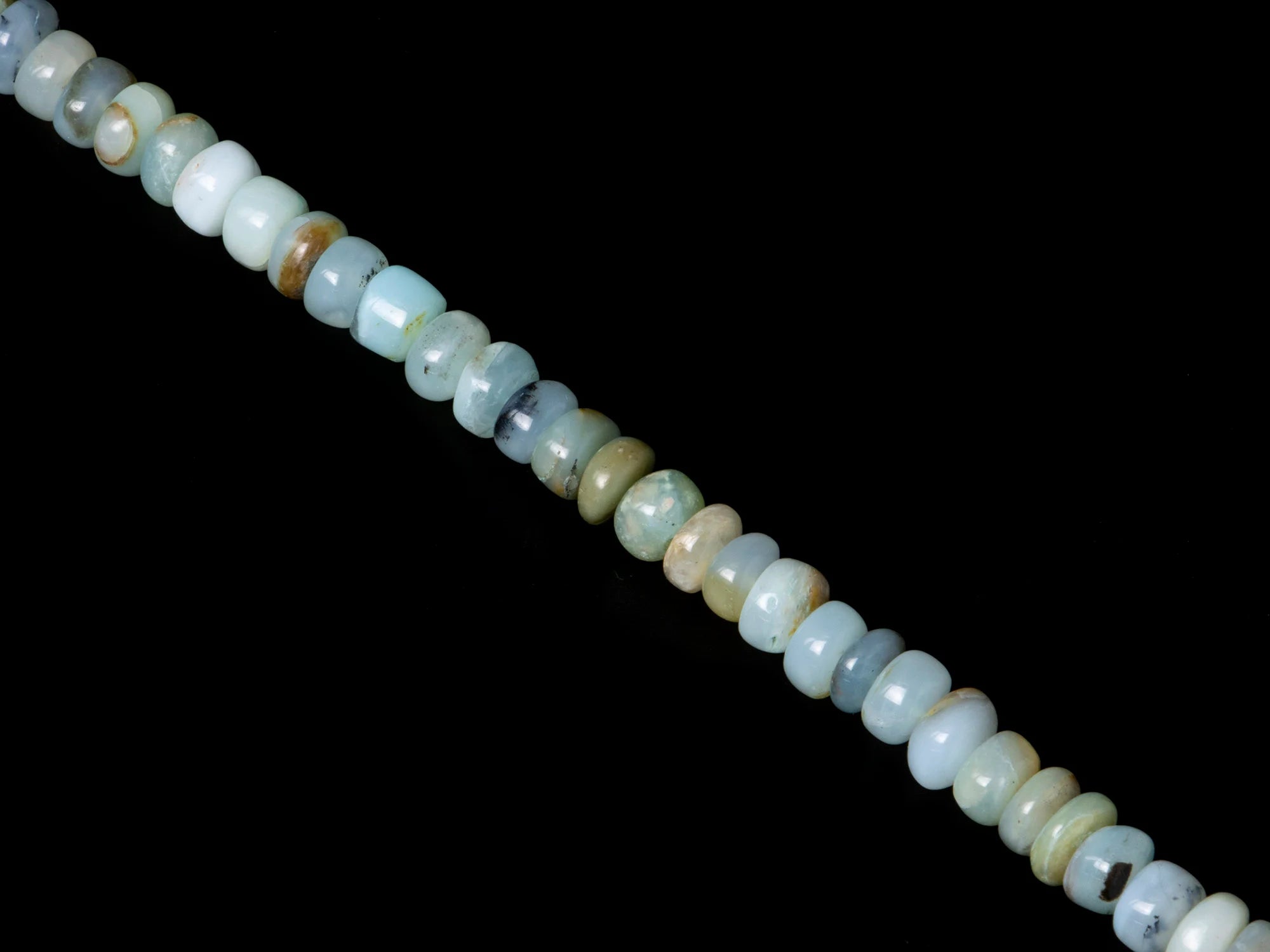 Natural Peruvian Opal Smooth Rondelle Gemstone Beads, 13 Inch Strand, (SKU1580)
