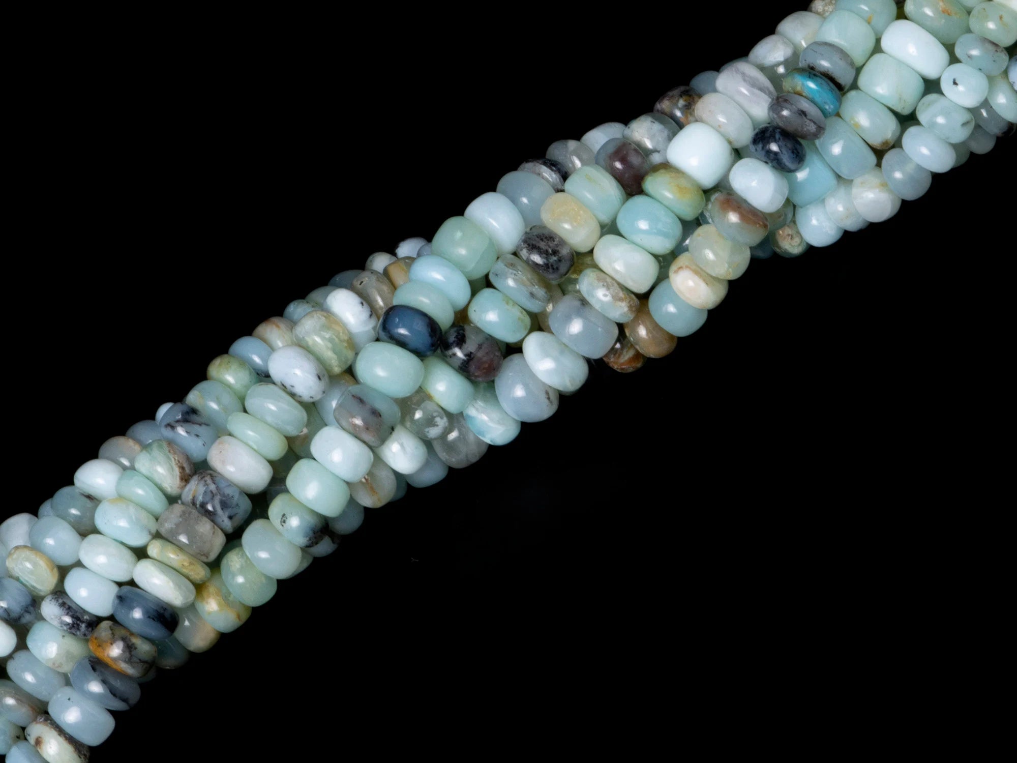 Natural Peruvian Opal Smooth Rondelle Gemstone Beads, 13 Inch Strand, (SKU1580)