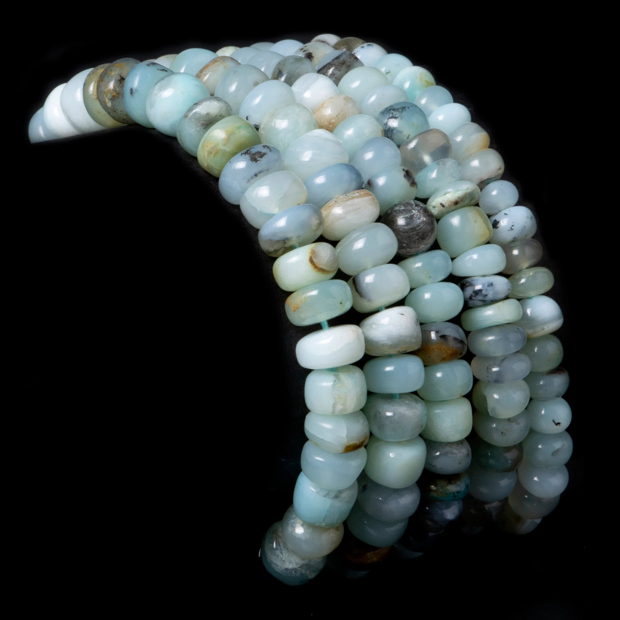 Natural Peruvian Opal Smooth Rondelle Gemstone Beads, 13 Inch Strand, (SKU1580)