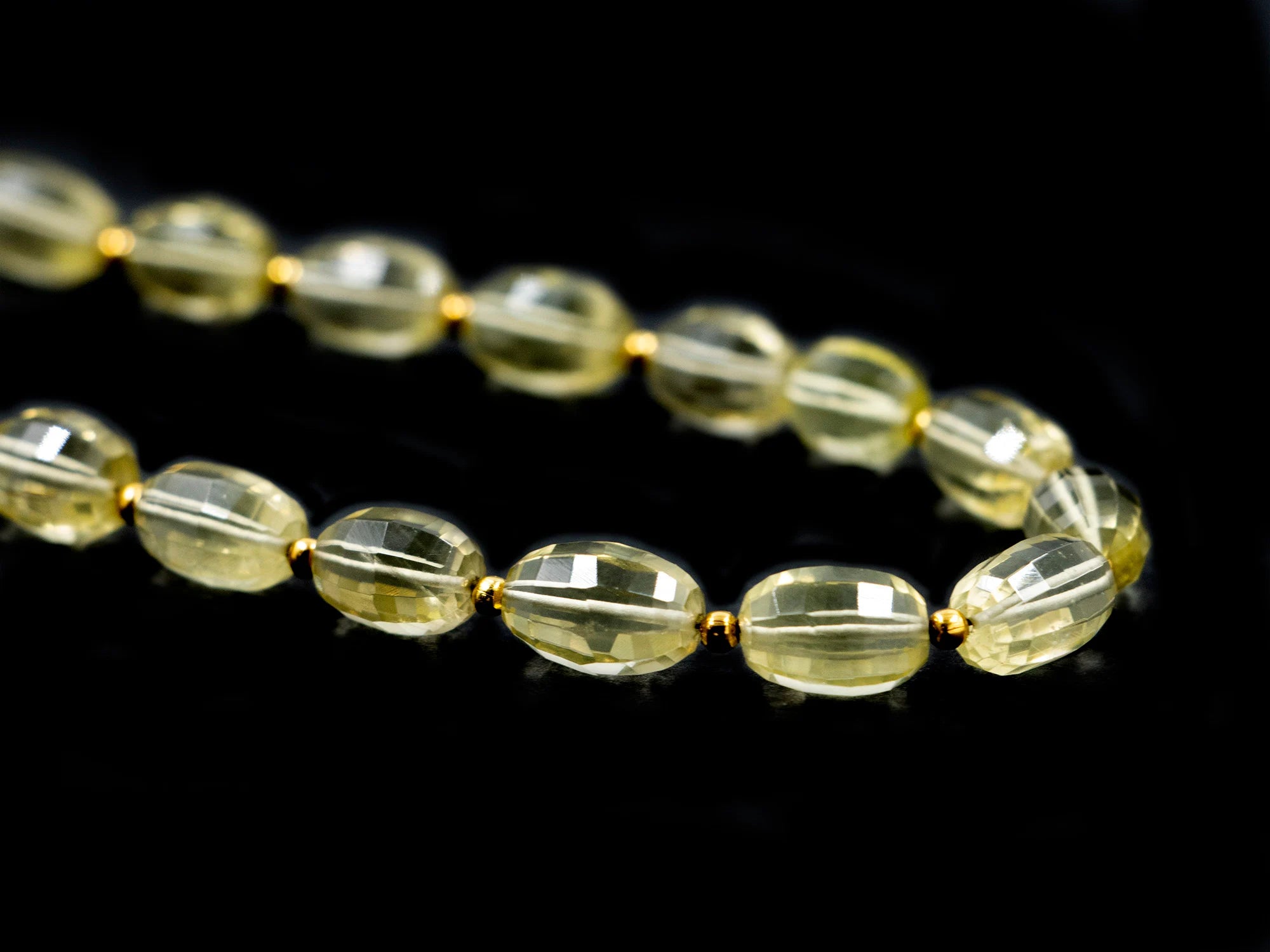 Natural Lemon Quartz Faceted Oval Beads, 9 Inch Strand, Dainty Quartz Gemstone Beads, (SKU1558)