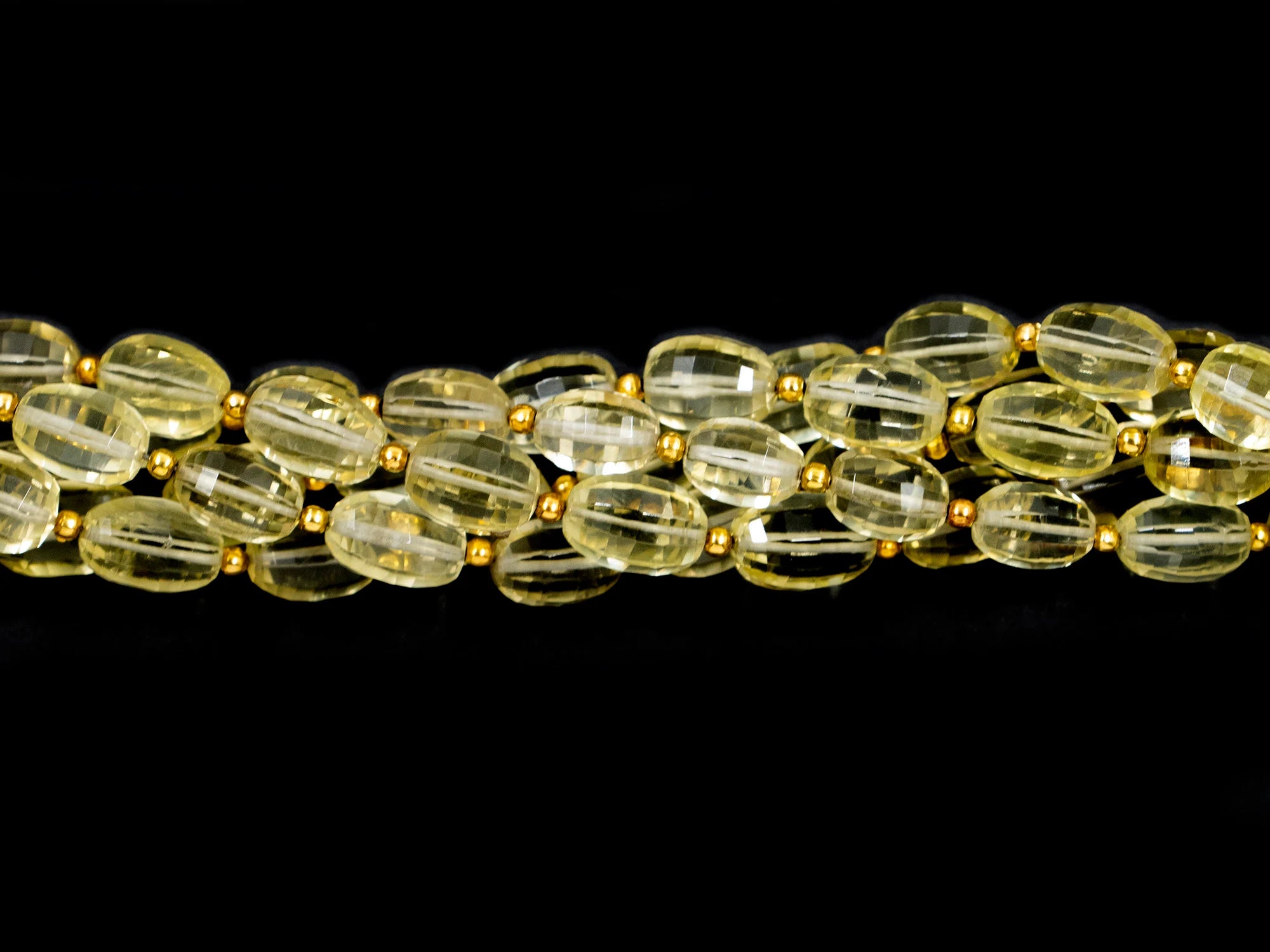 Natural Lemon Quartz Faceted Oval Beads, 9 Inch Strand, Dainty Quartz Gemstone Beads, (SKU1558)