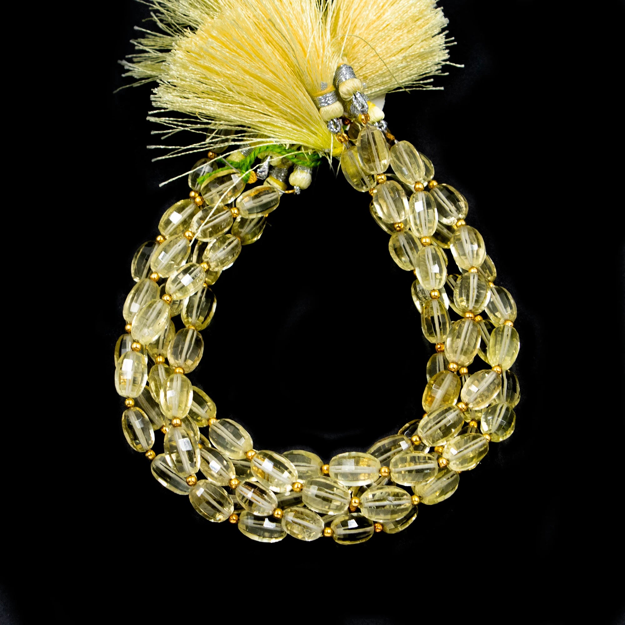 Natural Lemon Quartz Faceted Oval Beads, 9 Inch Strand, Dainty Quartz Gemstone Beads, (SKU1558)