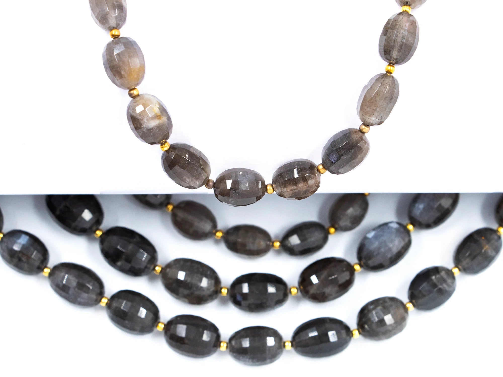 AA Quality Gray Moonstone Faceted Oval Beads, Gray Moonstone Oval, Moonstone Handmade Jewelry Making Beads, 9 Inch Price Strand SKU 1566