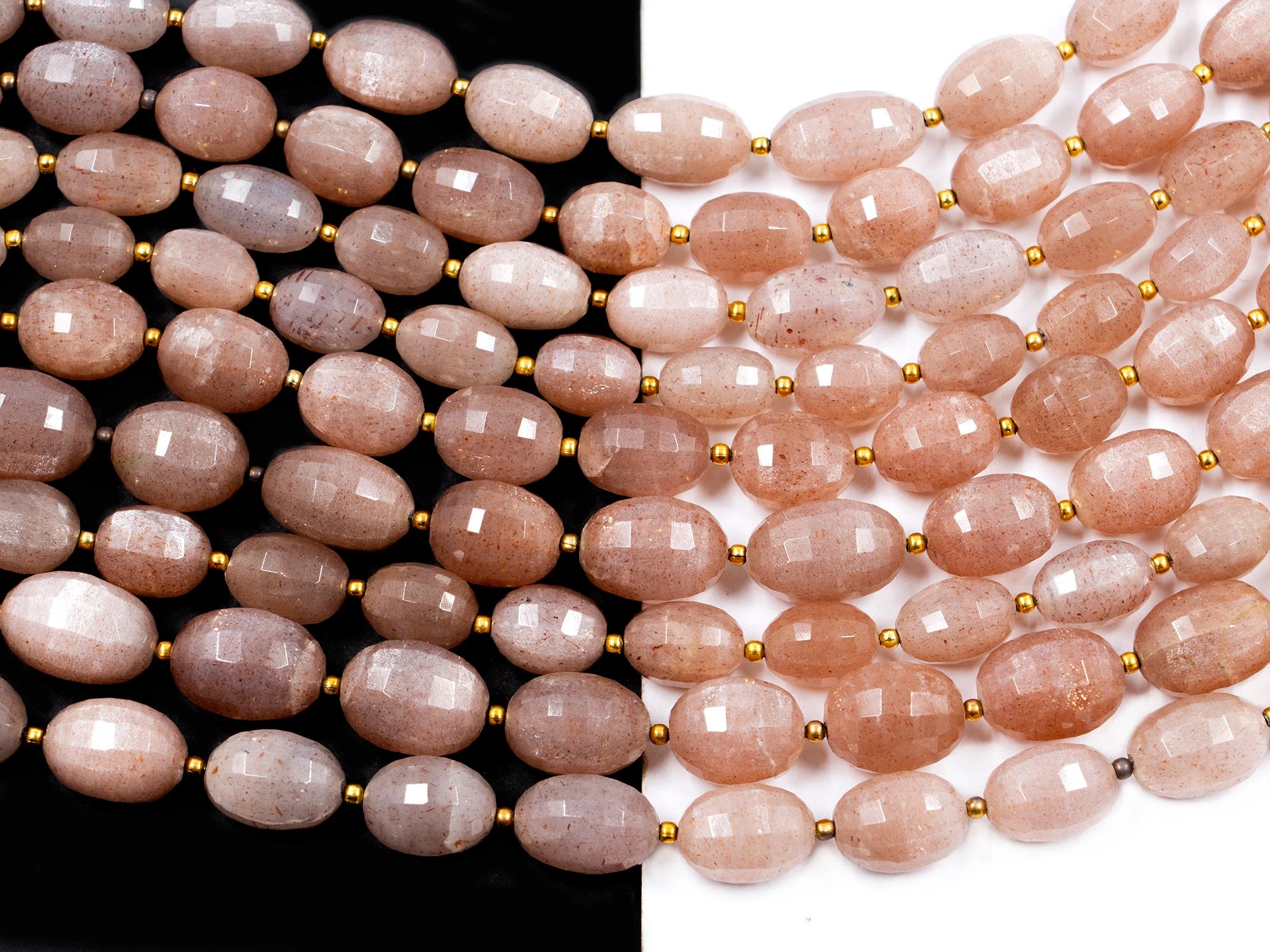 AA Quality Peach Moonstone Faceted Oval Beads, Peach Moonstone Oval, Moonstone Handmade Jewelry Making Beads, 9 Inch Price Strand, SKU 1568